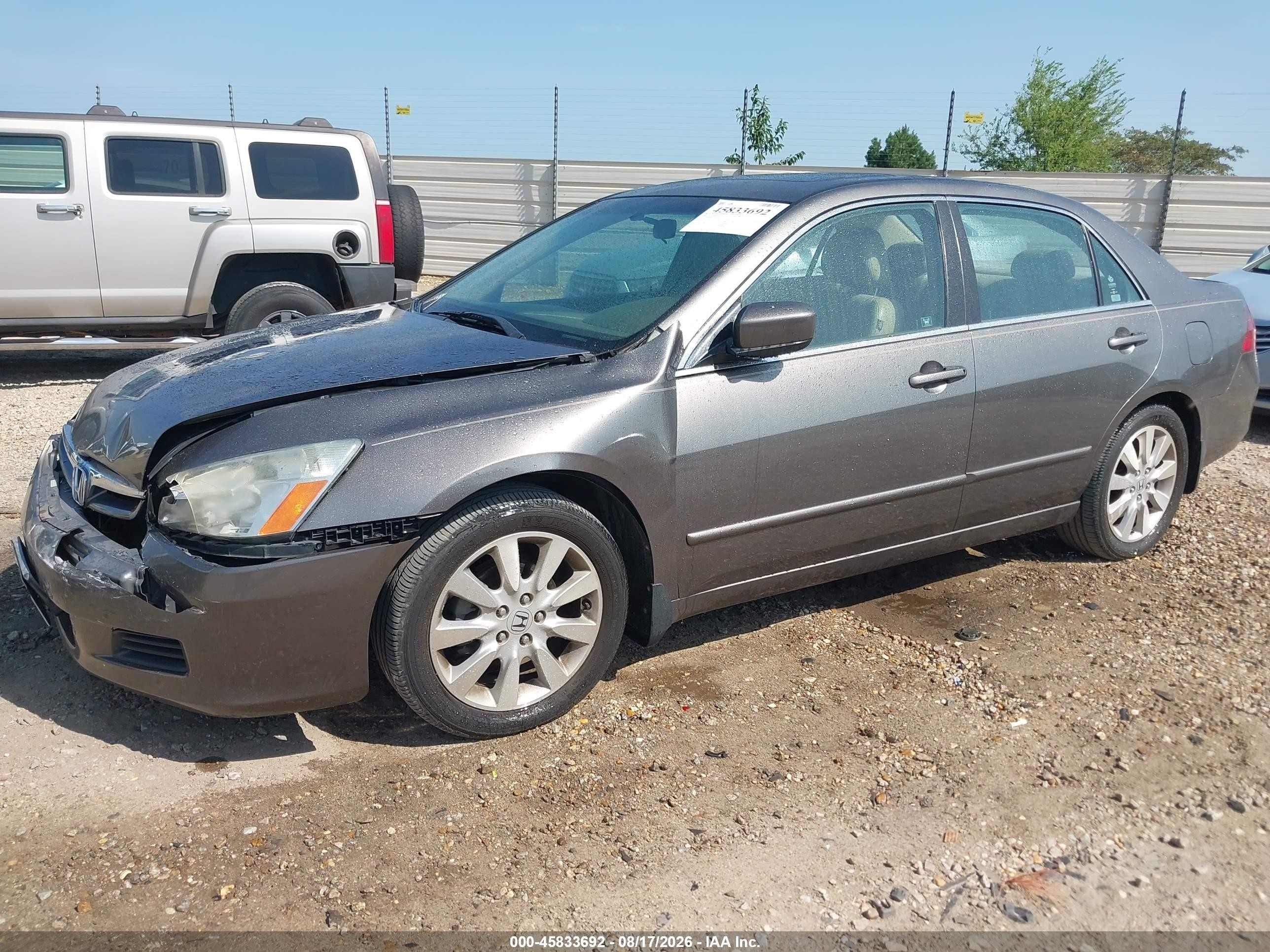 2007 Honda Accord 3.0 Ex Gray vin: 1HGCM66817A060666