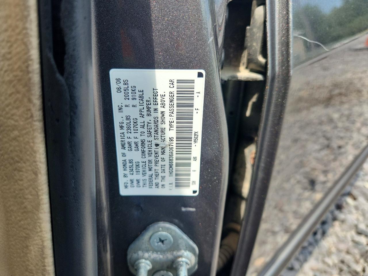 2006 Honda Accord Ex Gray vin: 1HGCM66836A067195