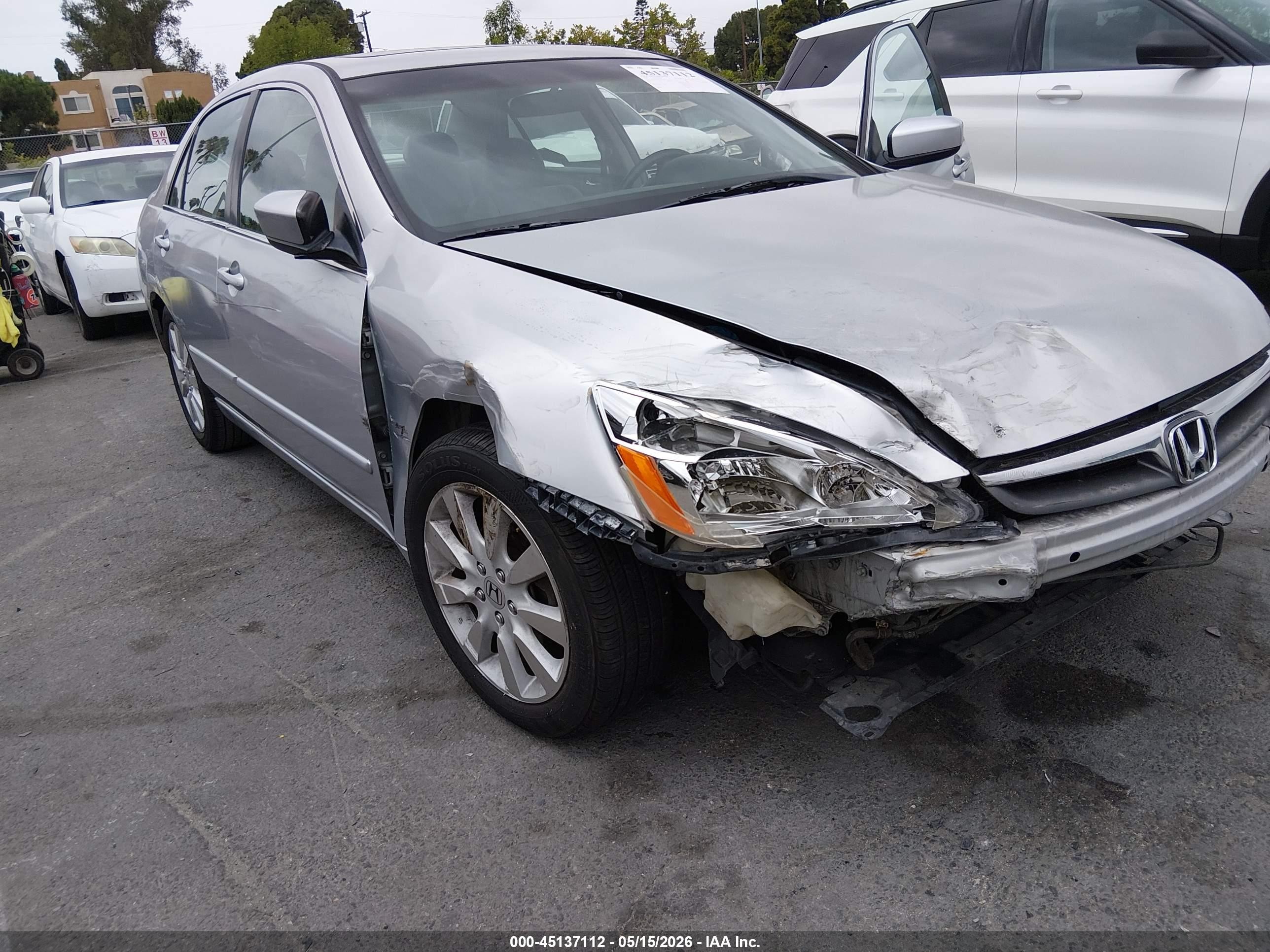 2007 Honda Accord 3.0 Ex Gray vin: 1HGCM66837A045764