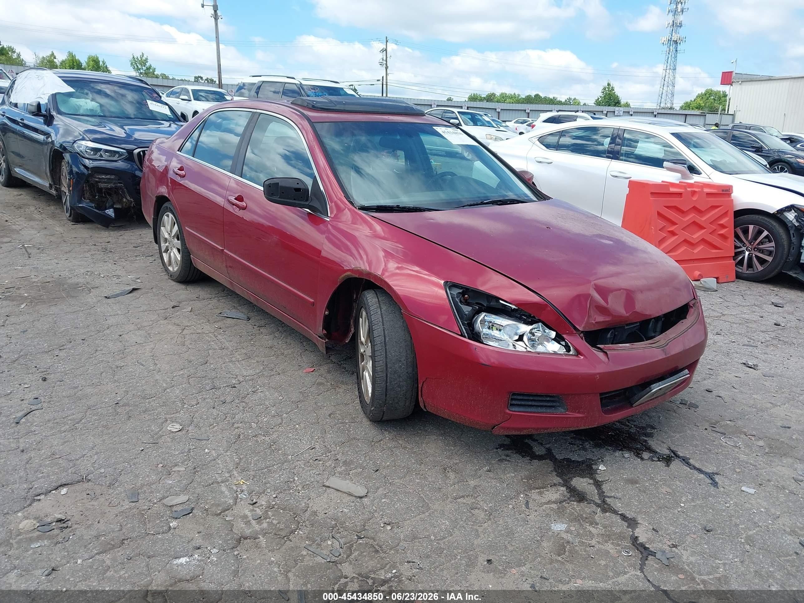 2007 Honda Accord 3.0 Ex Red vin: 1HGCM66837A049331