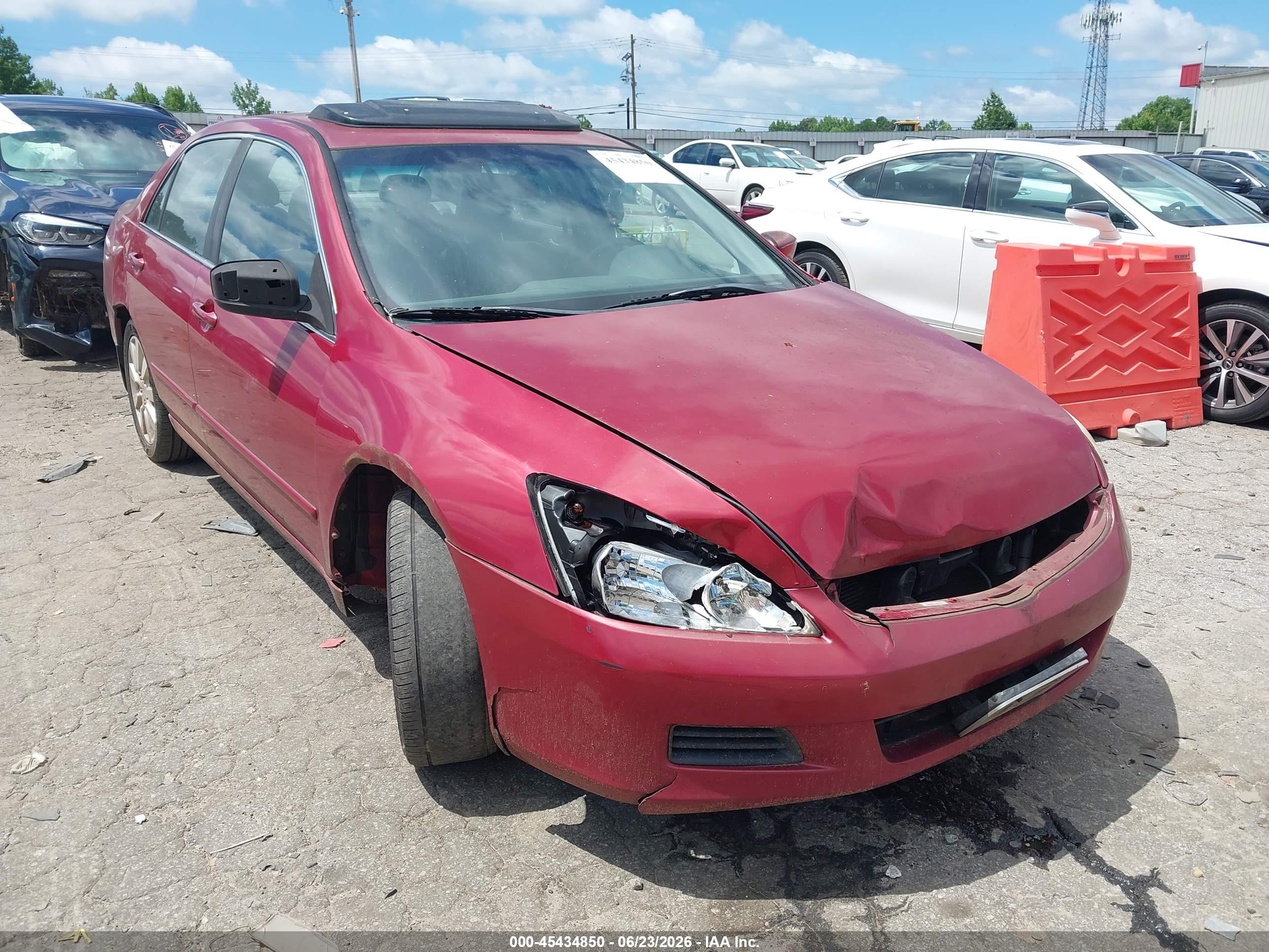 2007 Honda Accord 3.0 Ex Red vin: 1HGCM66837A049331