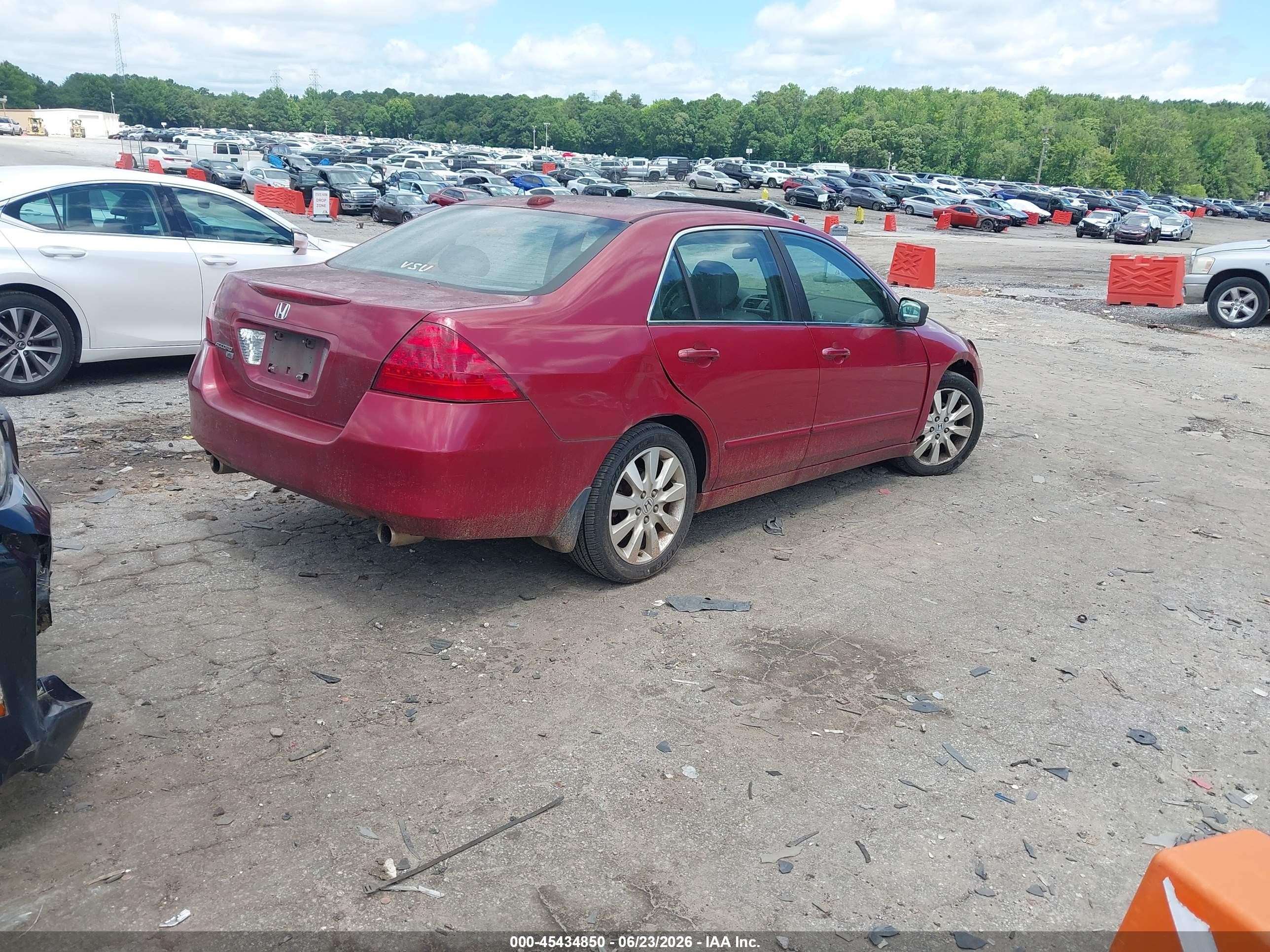 2007 Honda Accord 3.0 Ex Red vin: 1HGCM66837A049331