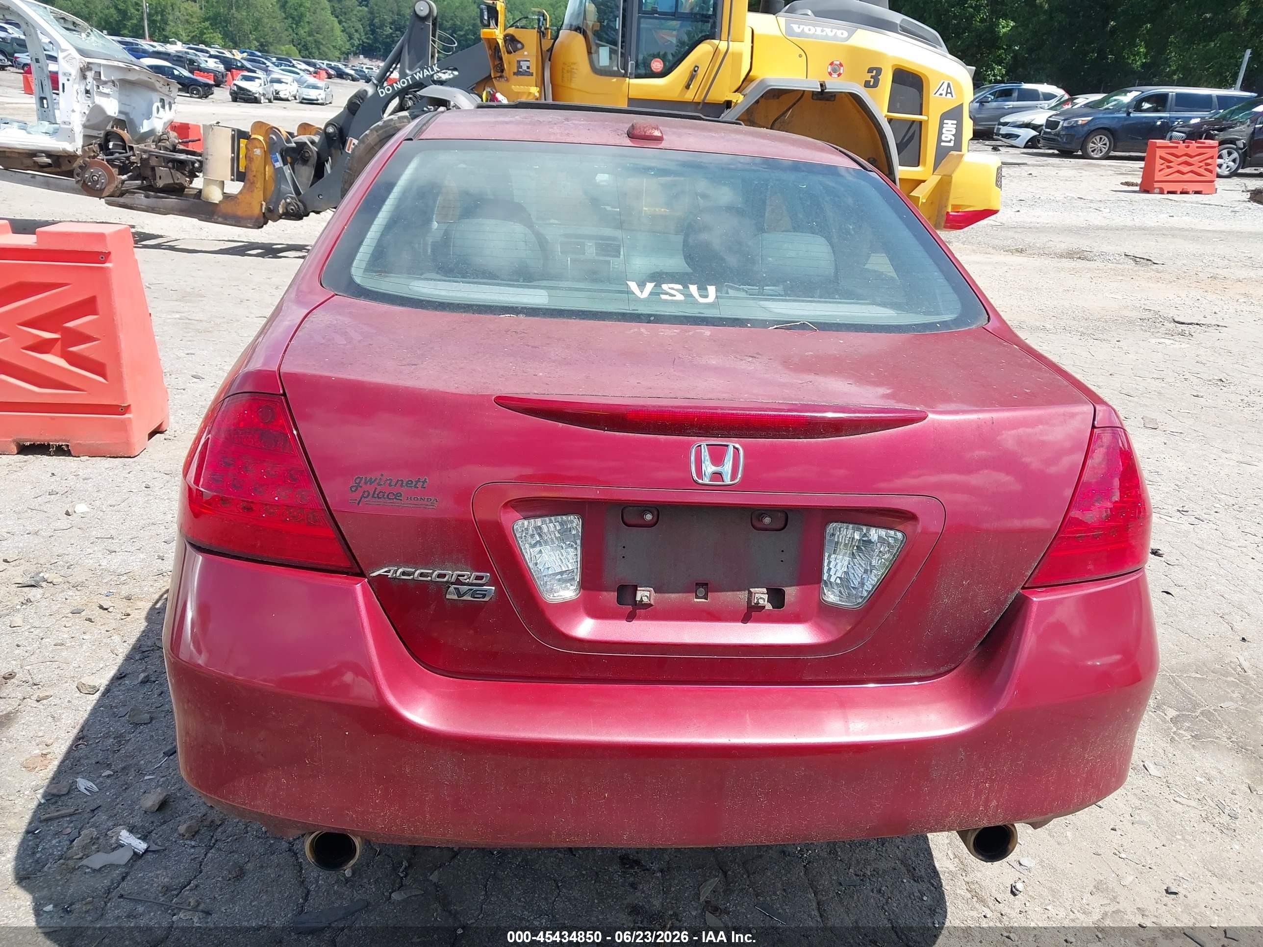 2007 Honda Accord 3.0 Ex Red vin: 1HGCM66837A049331