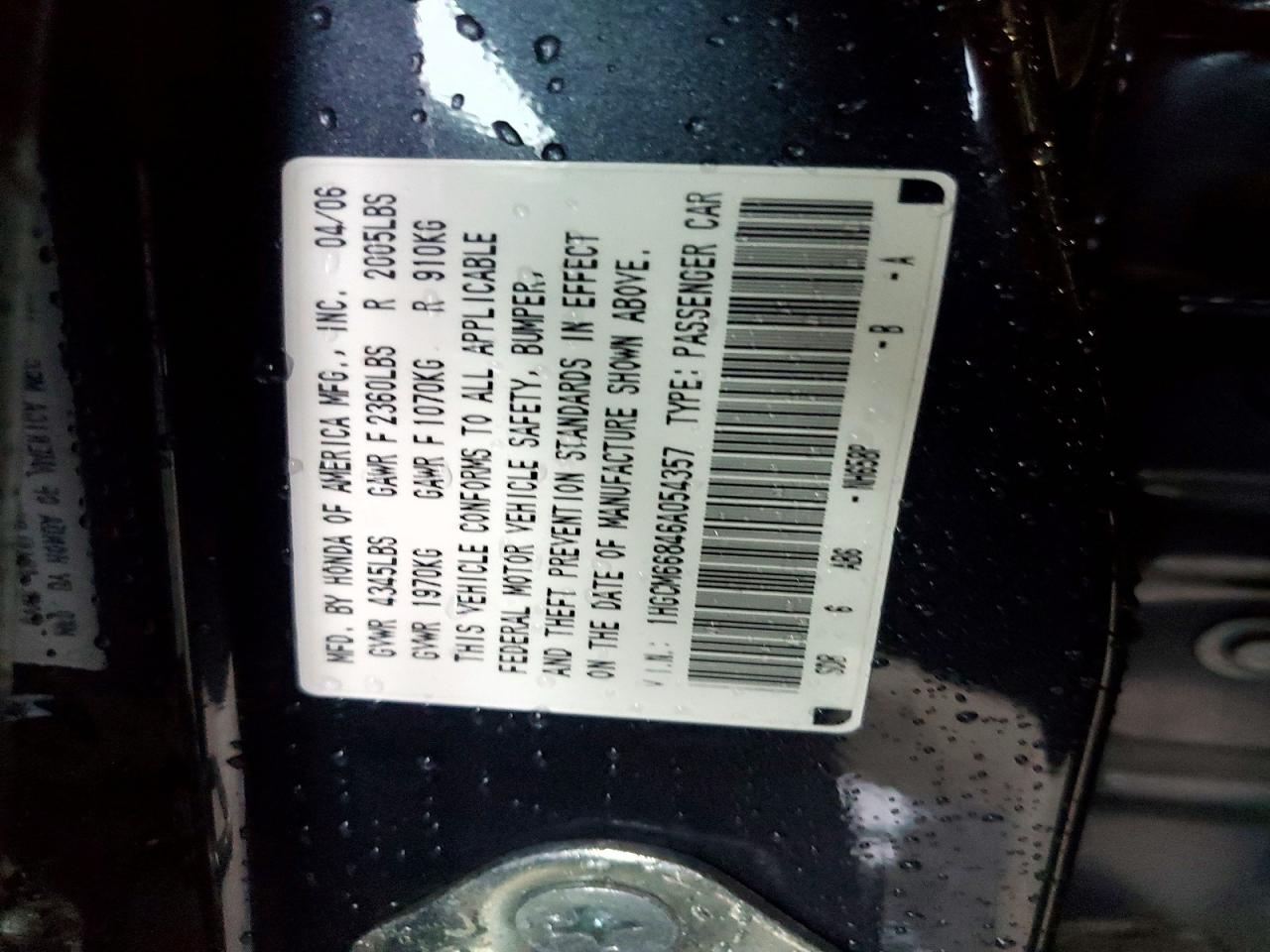 2006 Honda Accord Ex Charcoal vin: 1HGCM66846A054357