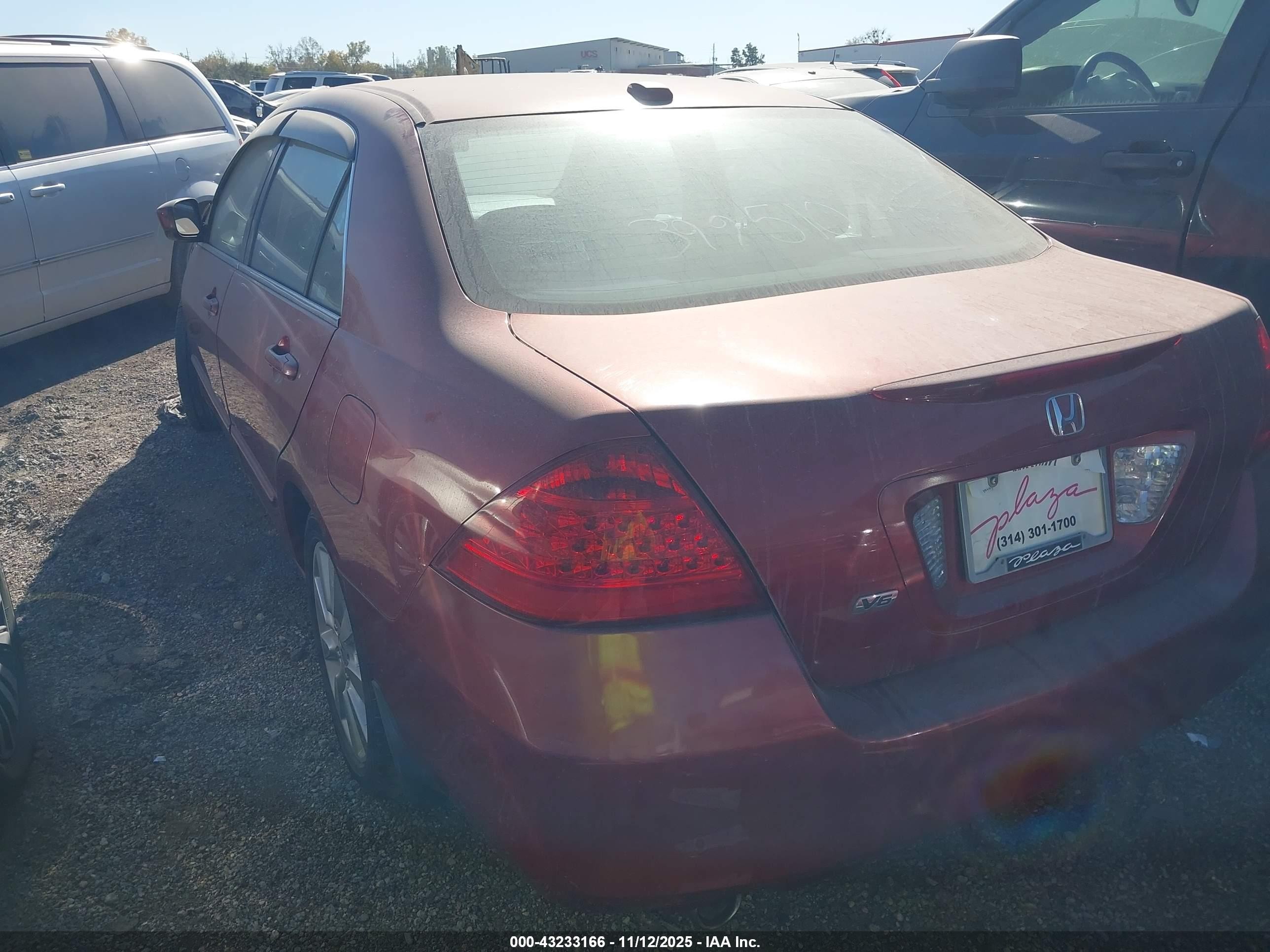 2007 Honda Accord 3.0 Ex Red vin: 1HGCM66887A088271