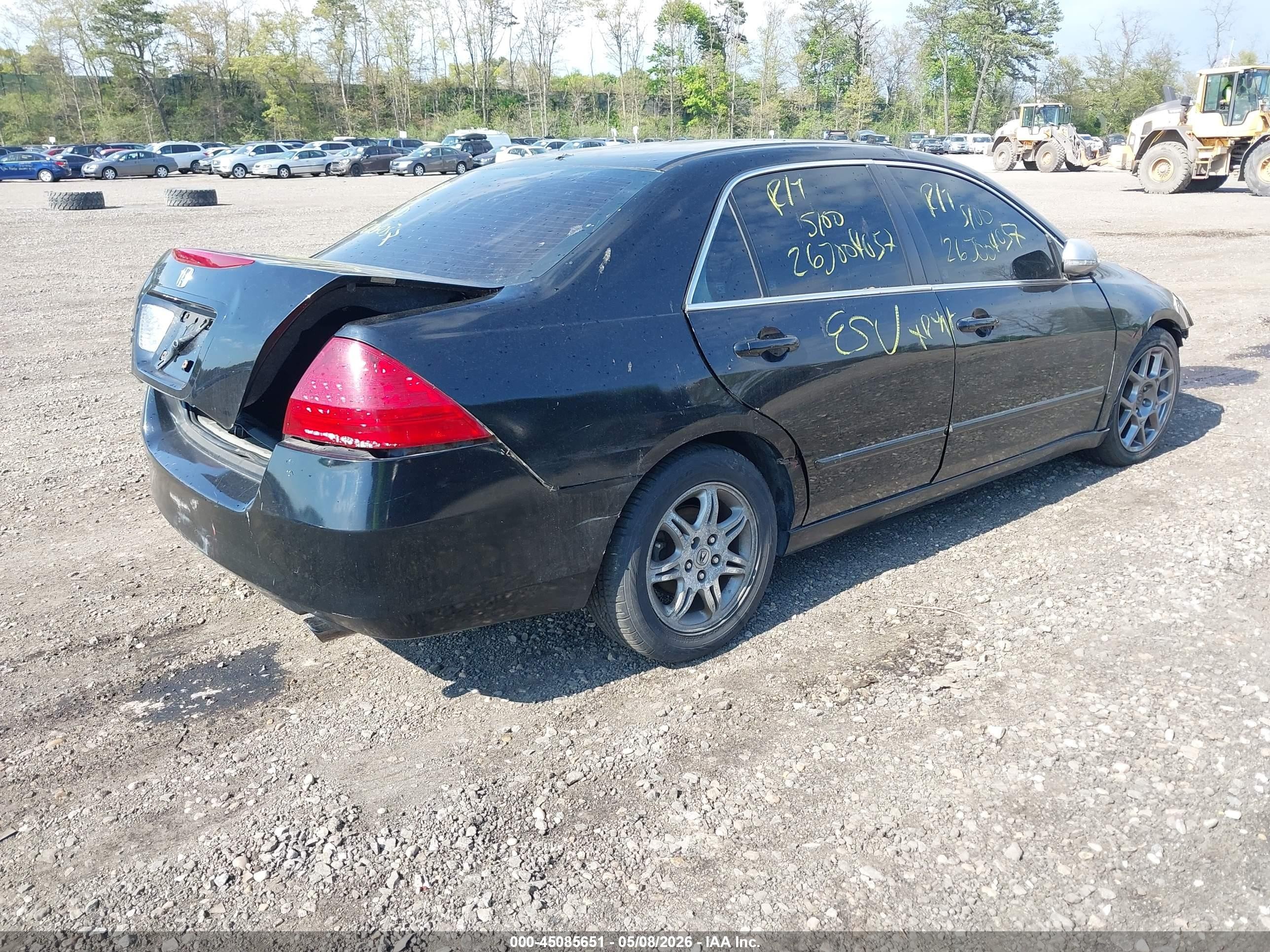 2007 Honda Accord 3.0 Ex Black vin: 1HGCM66897A091583