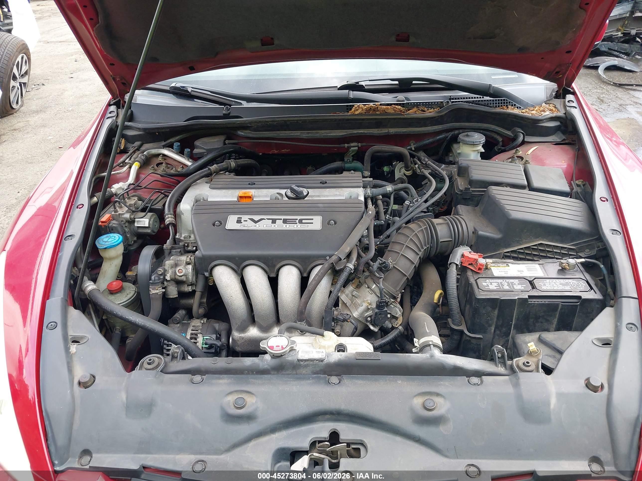 2004 Honda Accord 2.4 Lx Red vin: 1HGCM72234A026859