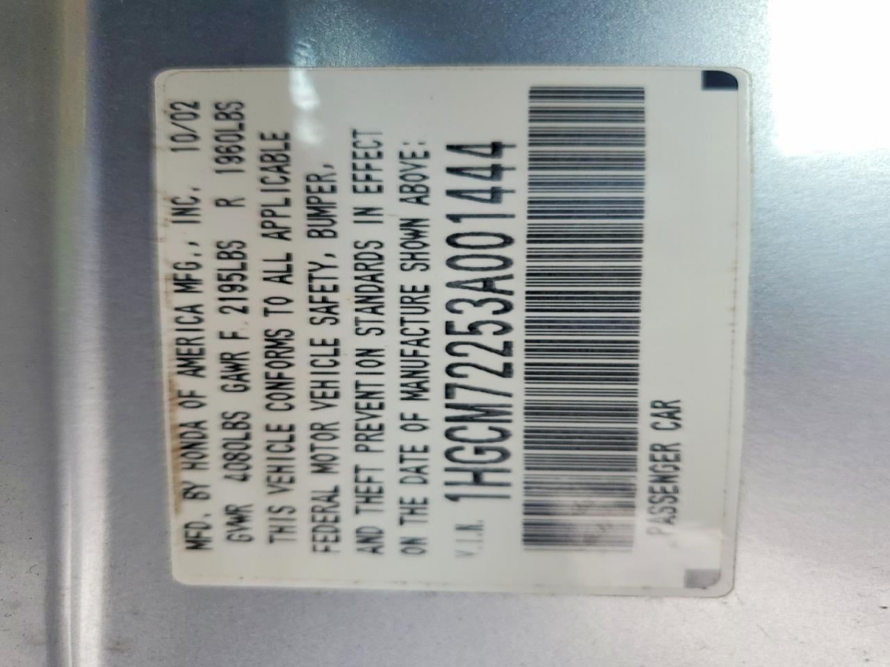 2003 Honda Accord Lx Silver vin: 1HGCM72253A001444