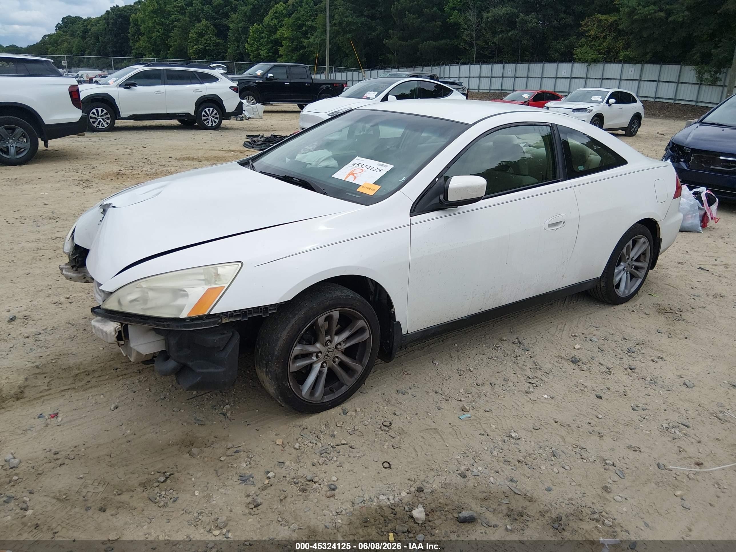 2003 Honda Accord 2.4 Lx White vin: 1HGCM722X3A016313
