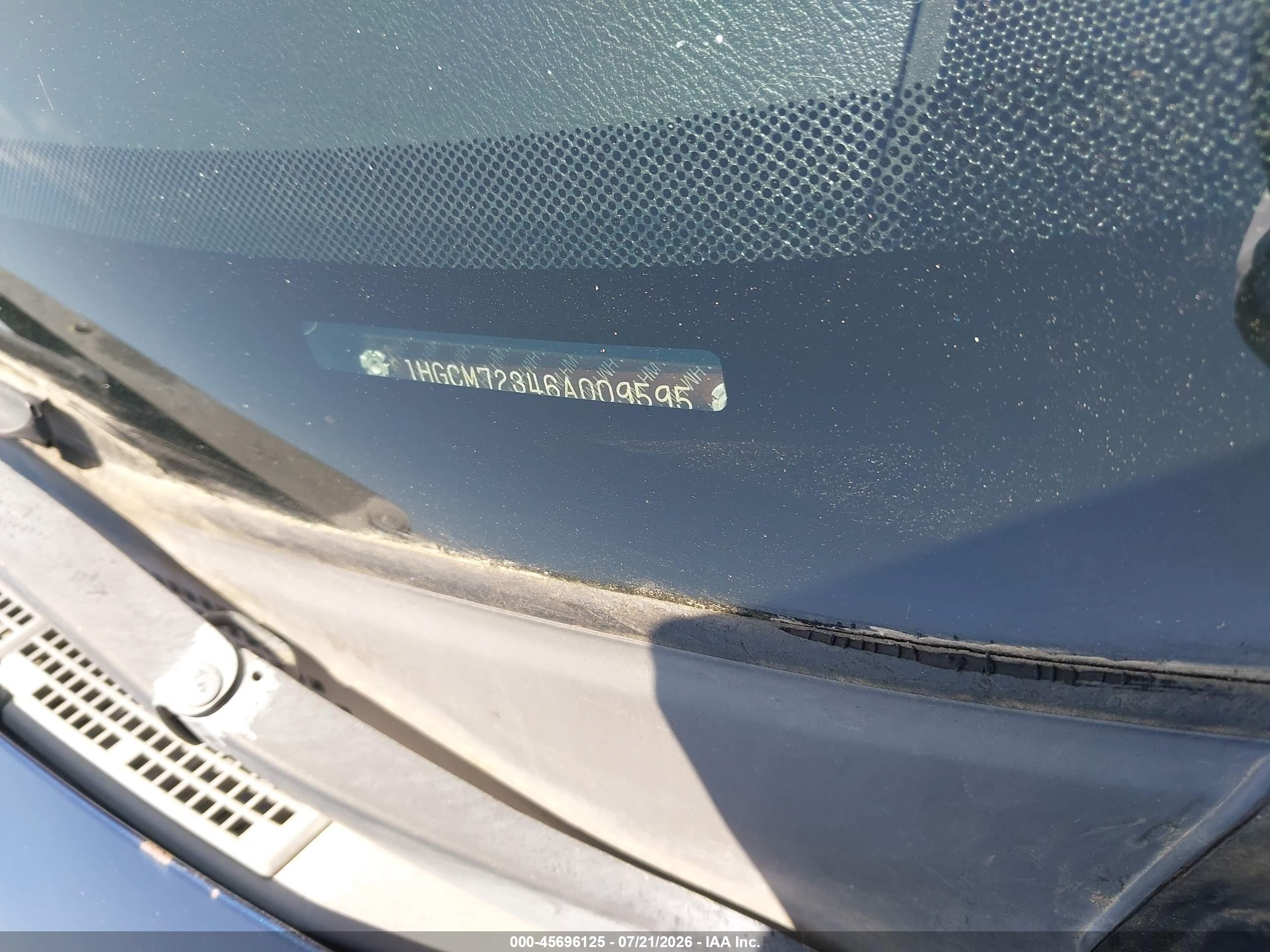 2006 Honda Accord 2.4 Lx Blue vin: 1HGCM72346A009595