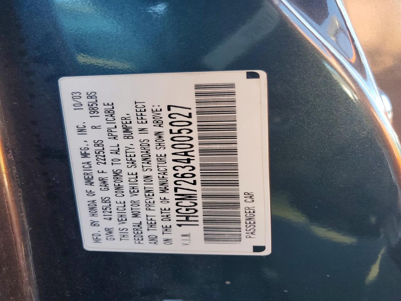 2004 Honda Accord Ex Серый vin: 1HGCM72634A005027