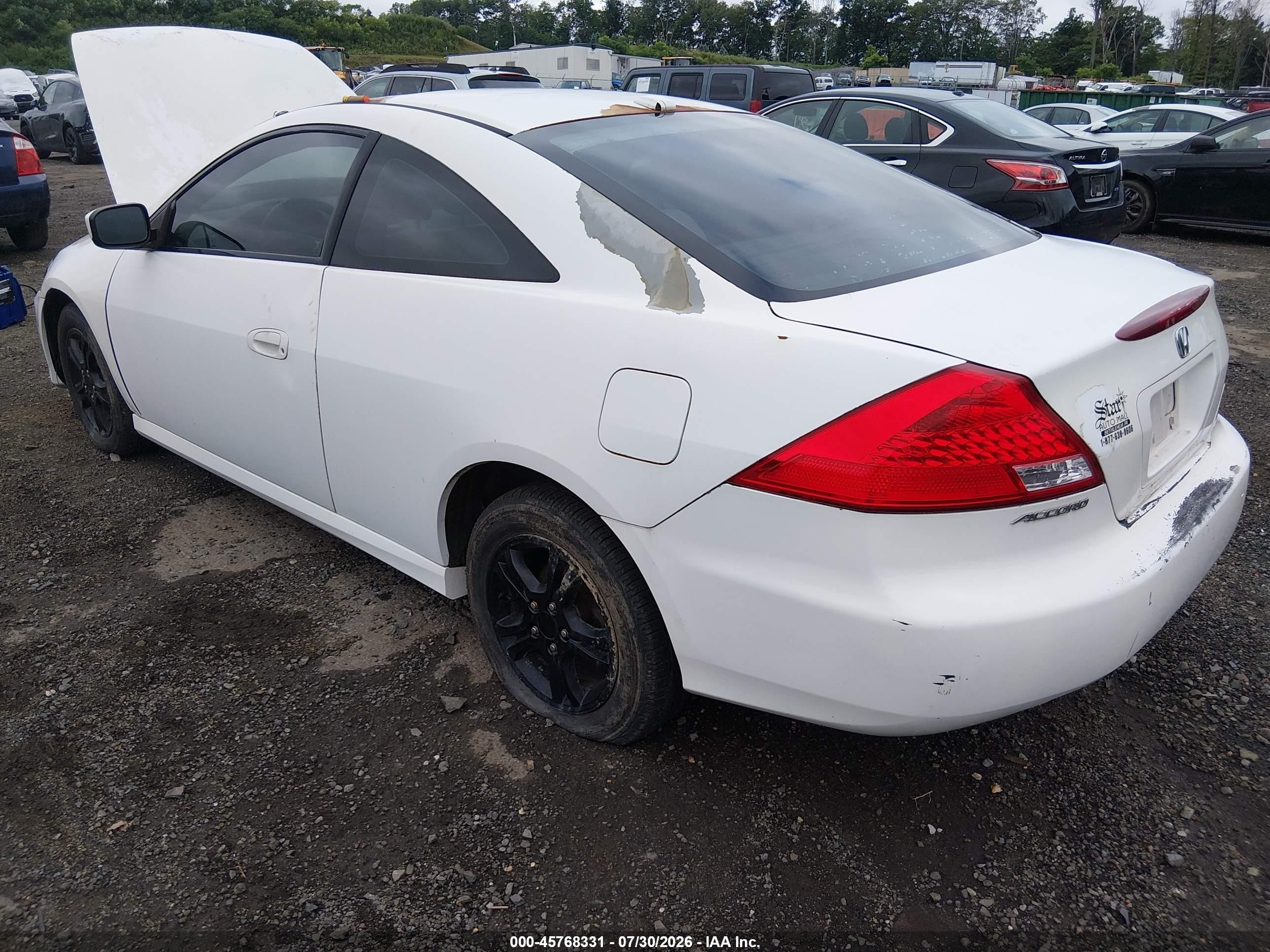 2007 Honda Accord 2.4 Ex White vin: 1HGCM72637A005694