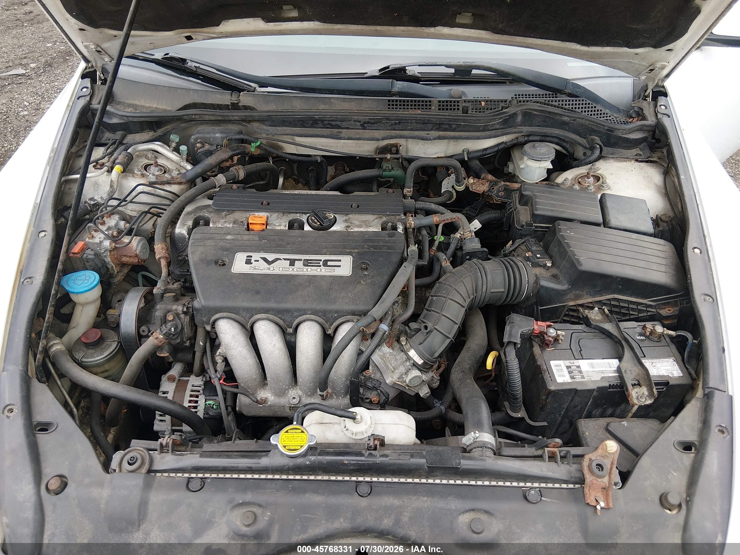 2007 Honda Accord 2.4 Ex White vin: 1HGCM72637A005694