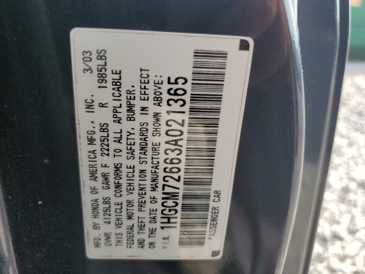 2003 Honda Accord Ex Charcoal vin: 1HGCM72663A021365
