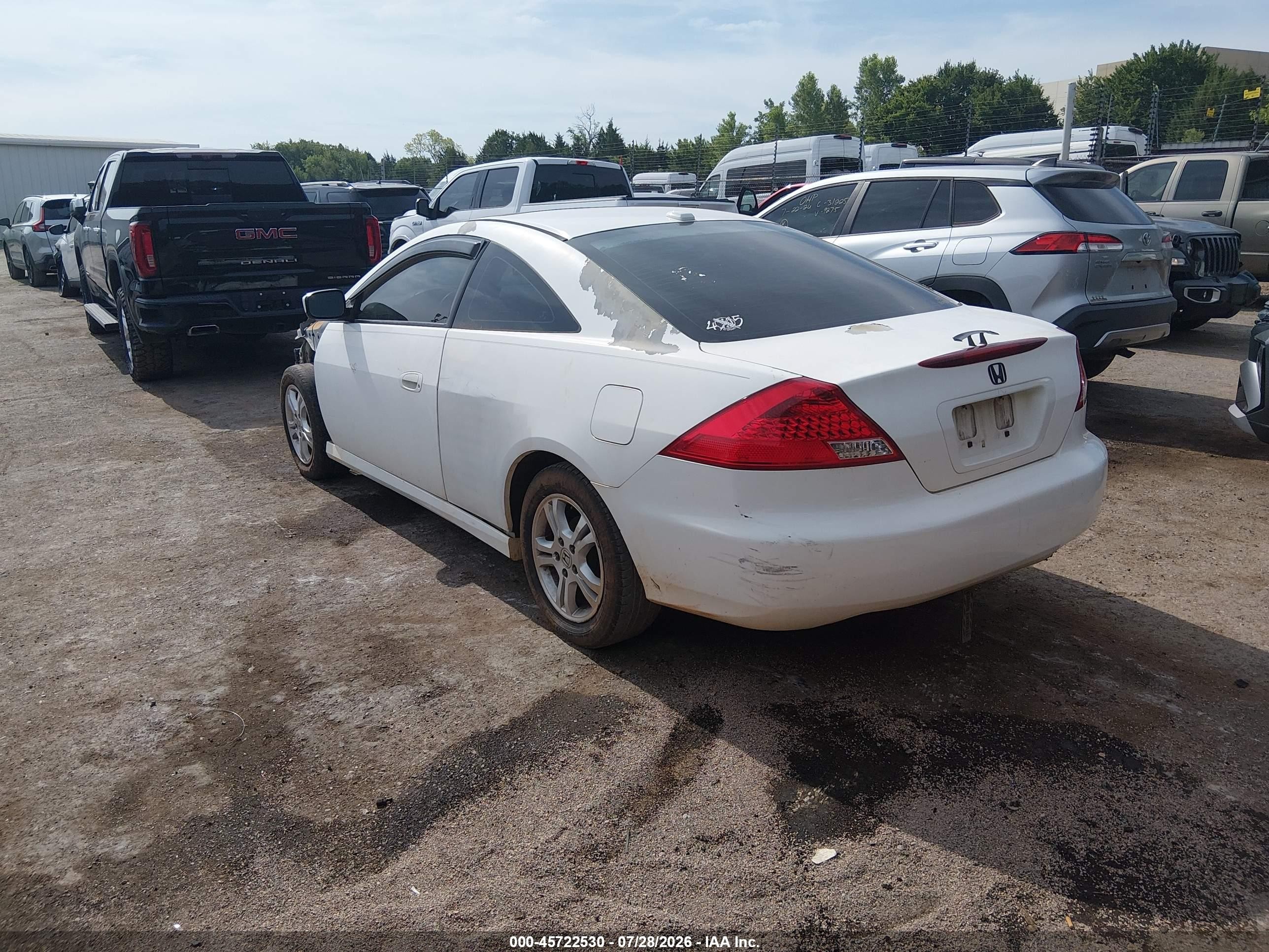2007 Honda Accord 2.4 Ex White vin: 1HGCM72667A009769