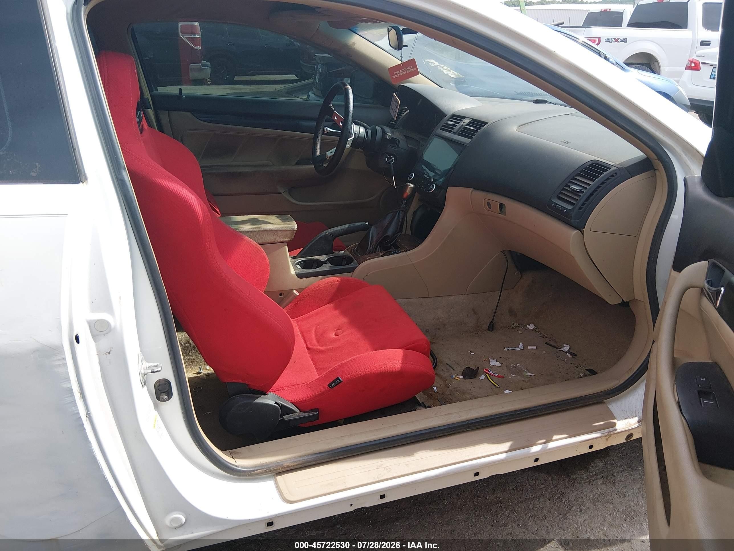 2007 Honda Accord 2.4 Ex White vin: 1HGCM72667A009769