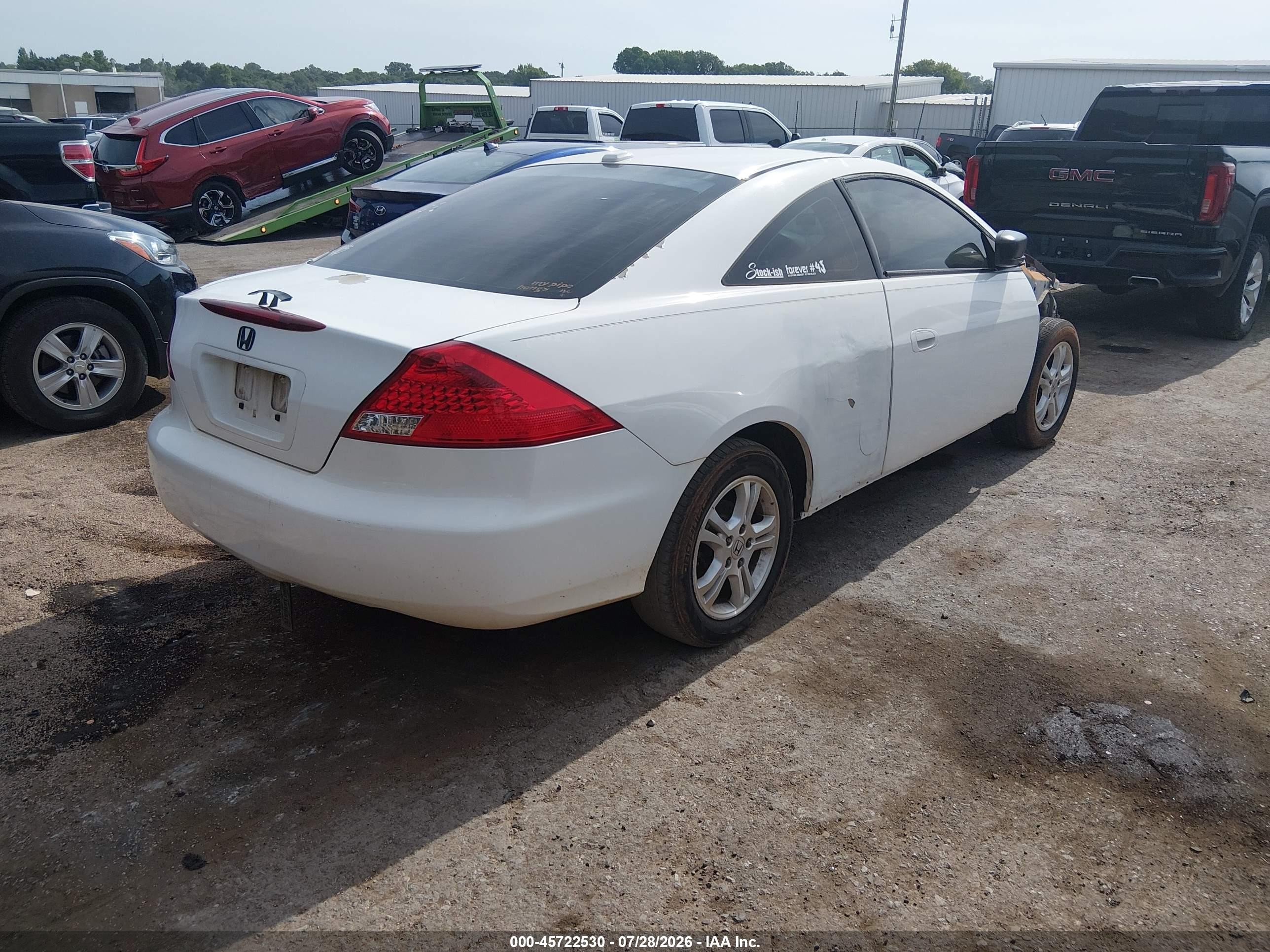 2007 Honda Accord 2.4 Ex White vin: 1HGCM72667A009769