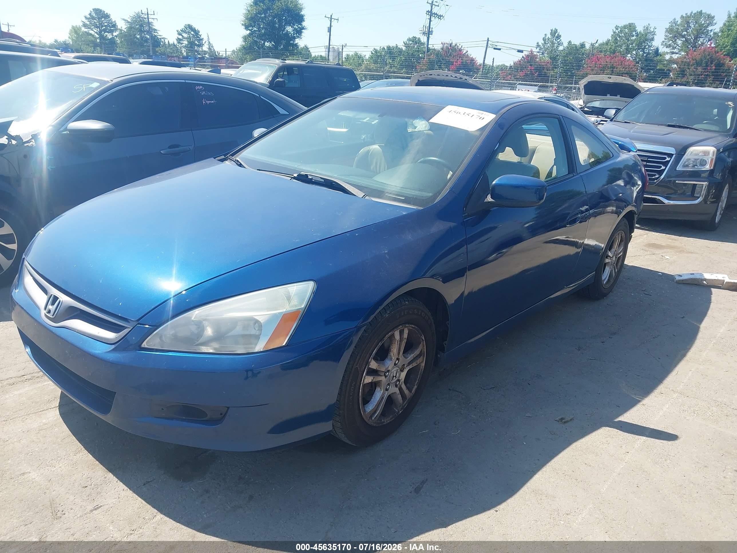 2006 Honda Accord 2.4 Ex Blue vin: 1HGCM72676A001937