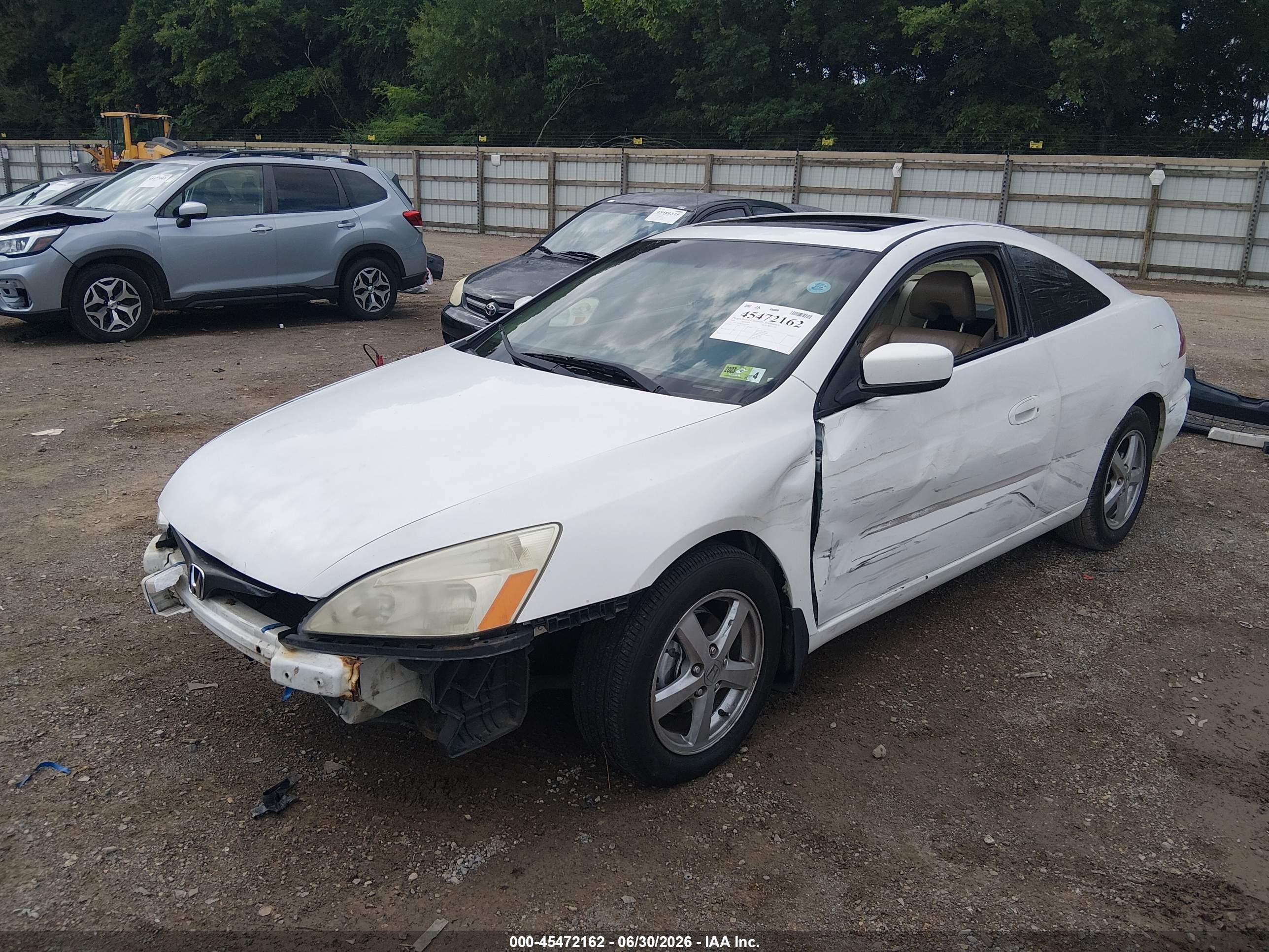2003 Honda Accord Ex White vin: 1HGCM726X3A001989