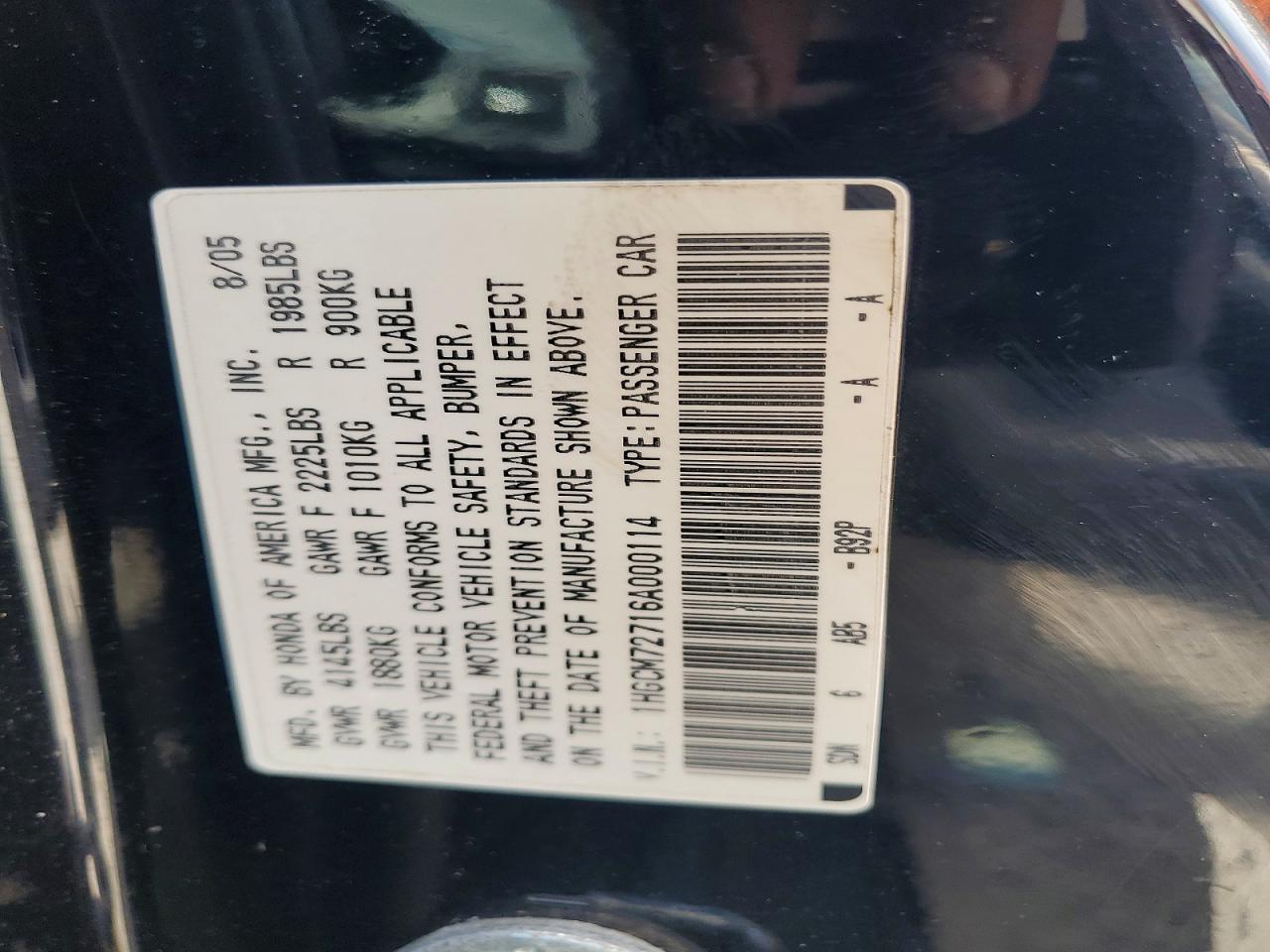 2006 Honda Accord Ex Black vin: 1HGCM72716A000114