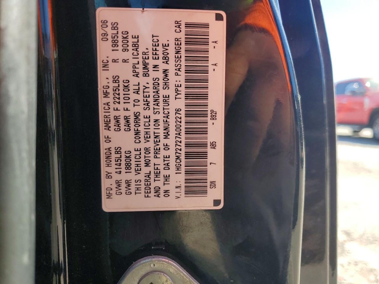 2007 Honda Accord Ex Black vin: 1HGCM72727A002276