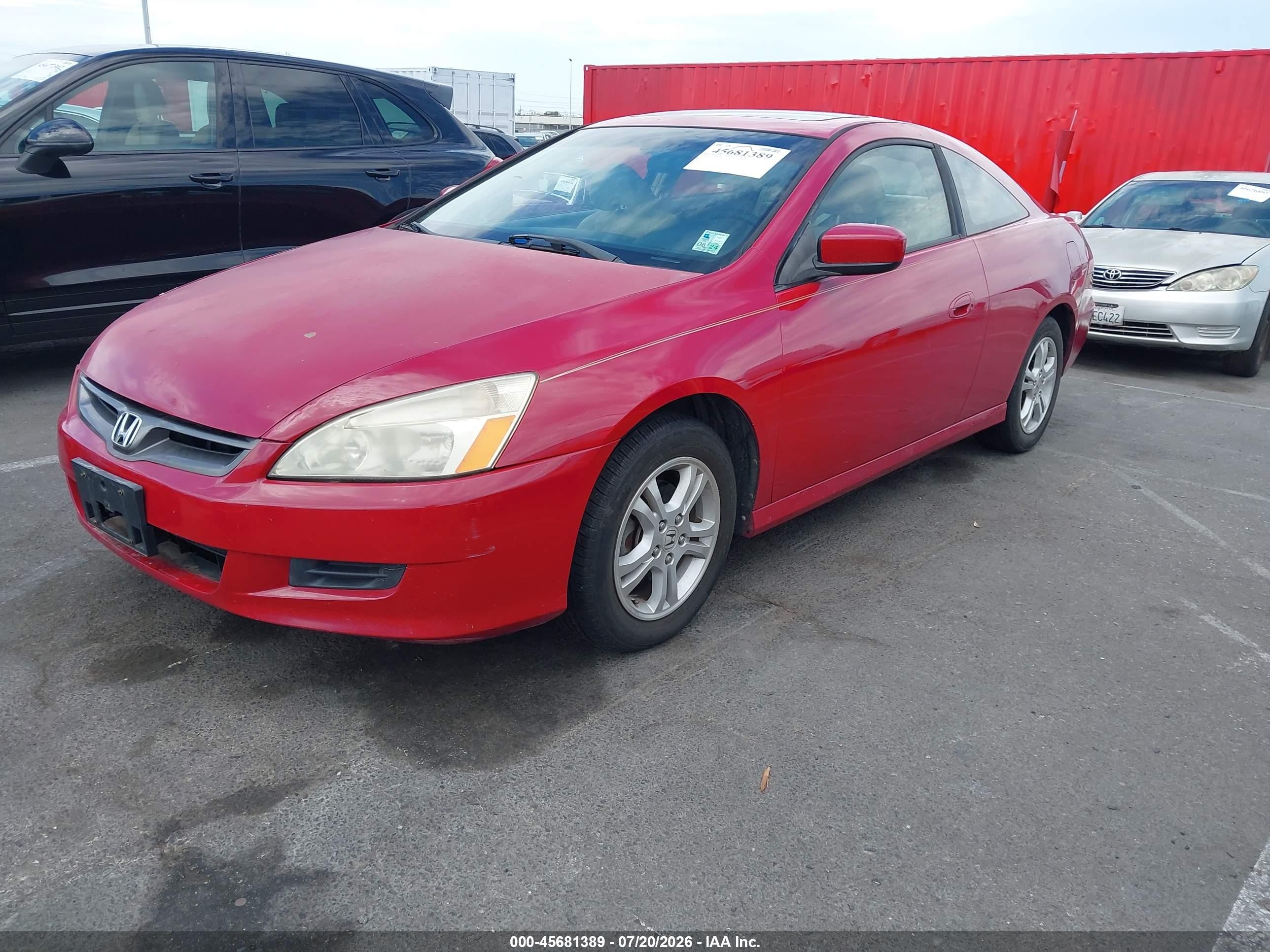 2007 Honda Accord 2.4 Ex Red vin: 1HGCM72757A016429