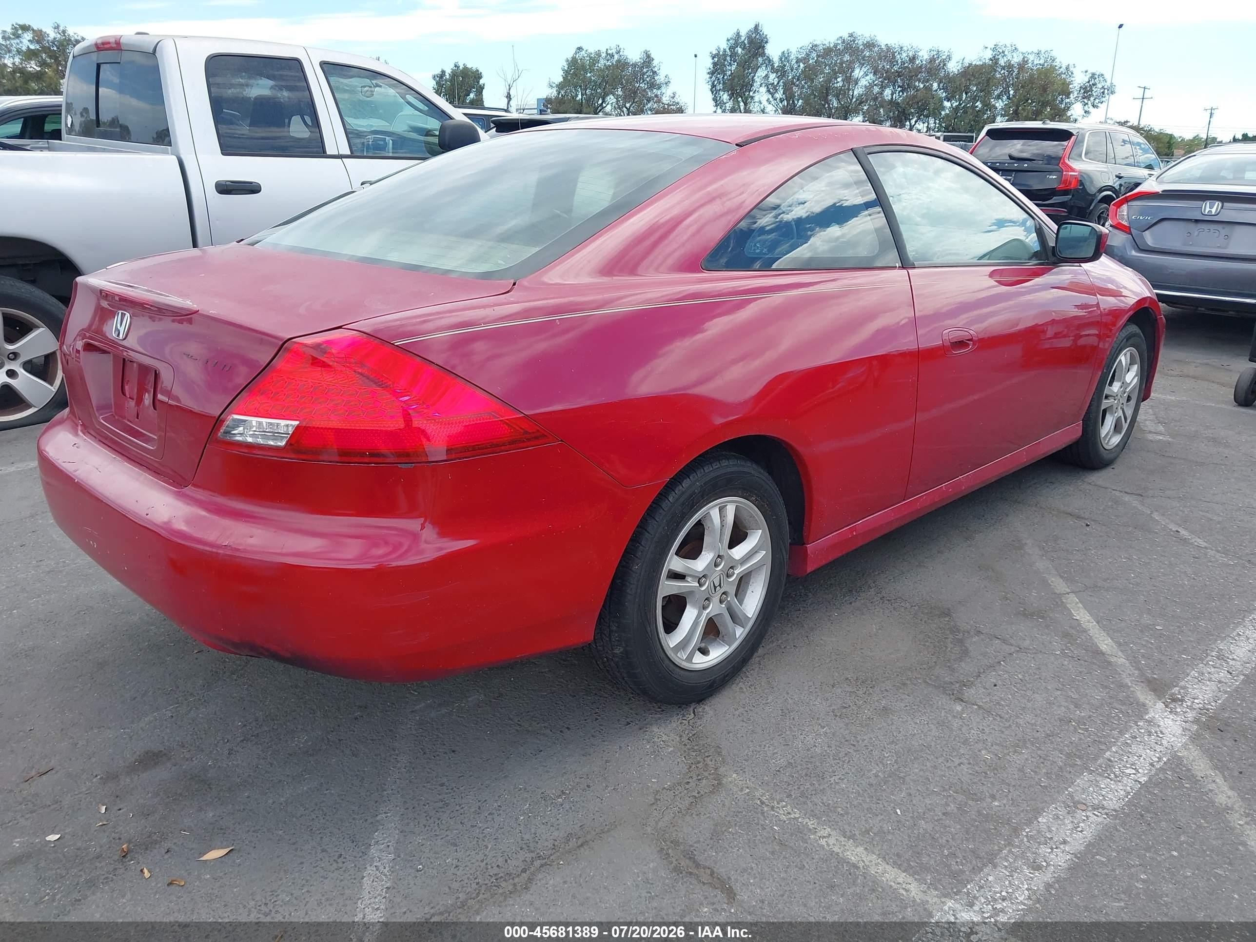 2007 Honda Accord 2.4 Ex Red vin: 1HGCM72757A016429