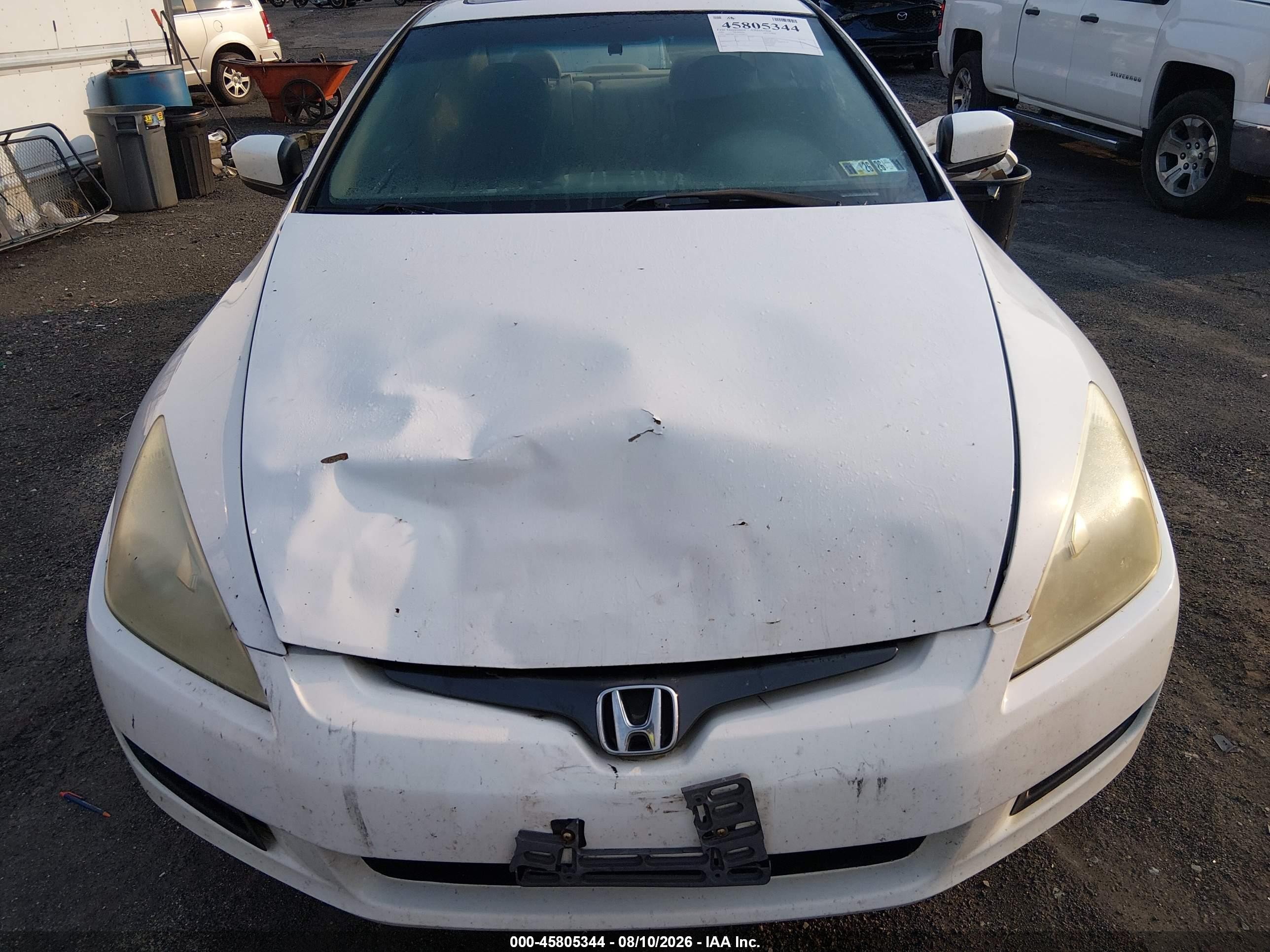 2005 Honda Accord 3.0 Ex White vin: 1HGCM81625A016416