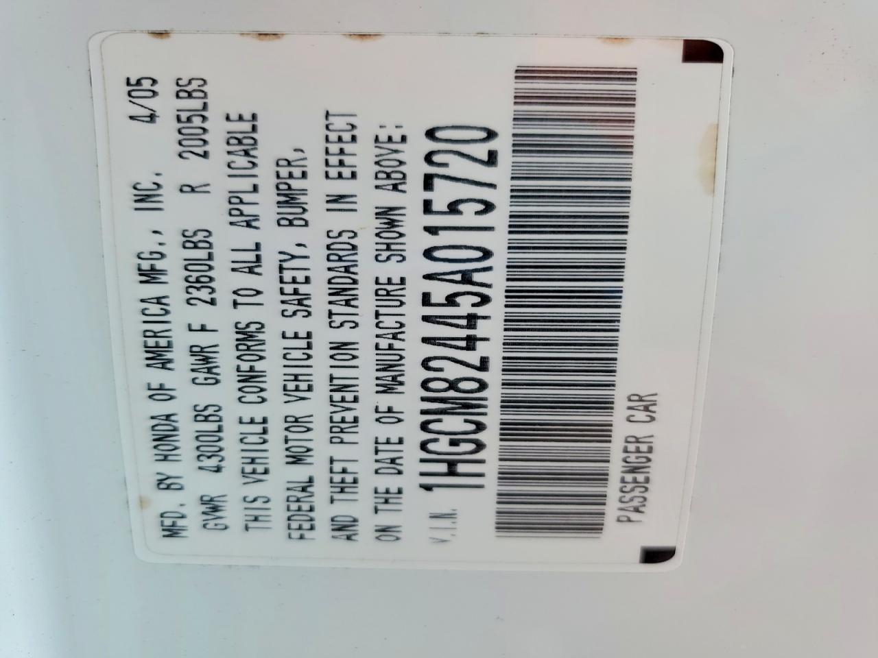 2005 Honda Accord Se White vin: 1HGCM82445A015720