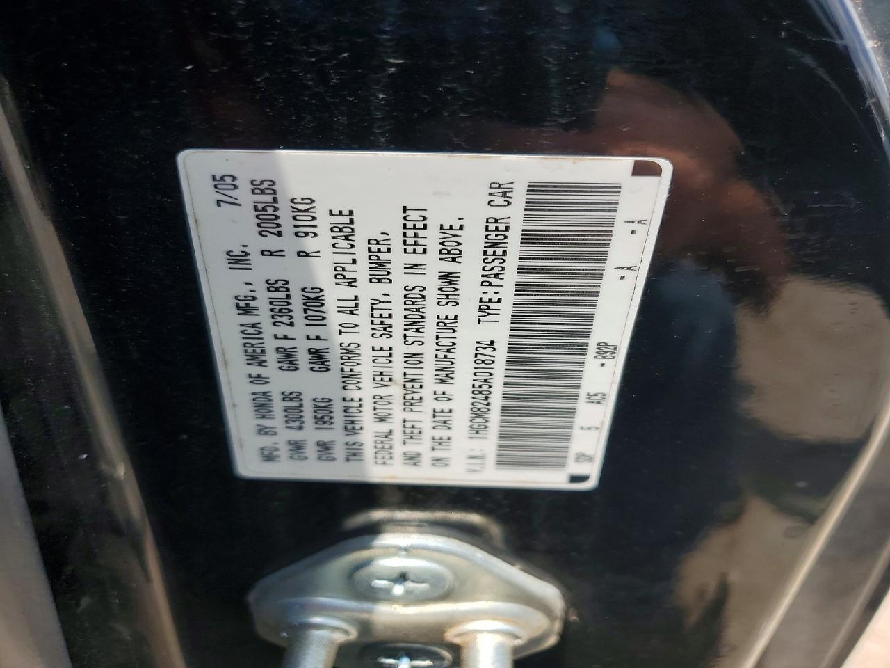 2005 Honda Accord Se Black vin: 1HGCM82485A018734
