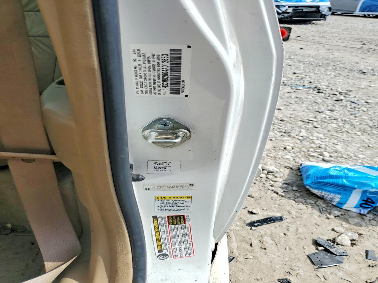2004 Honda Accord Ex White vin: 1HGCM82604A012653