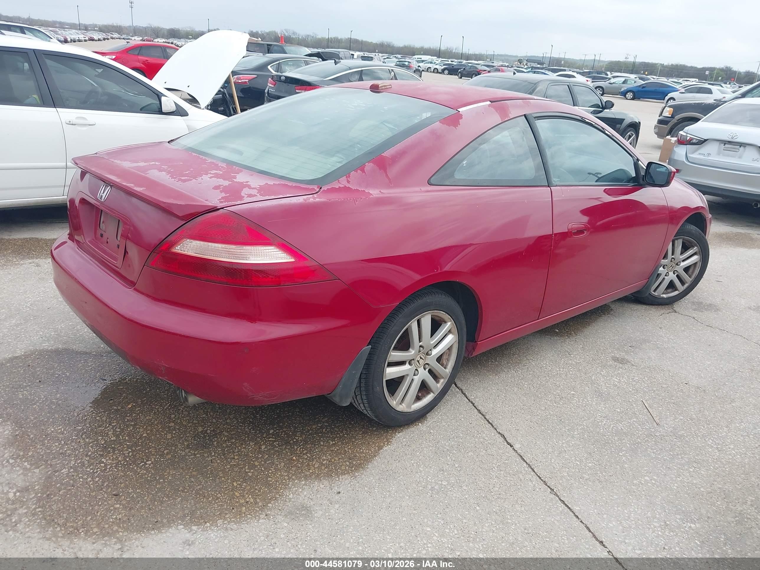 2005 Honda Accord Cpe Ex-l V6 Red vin: 1HGCM82605A012329