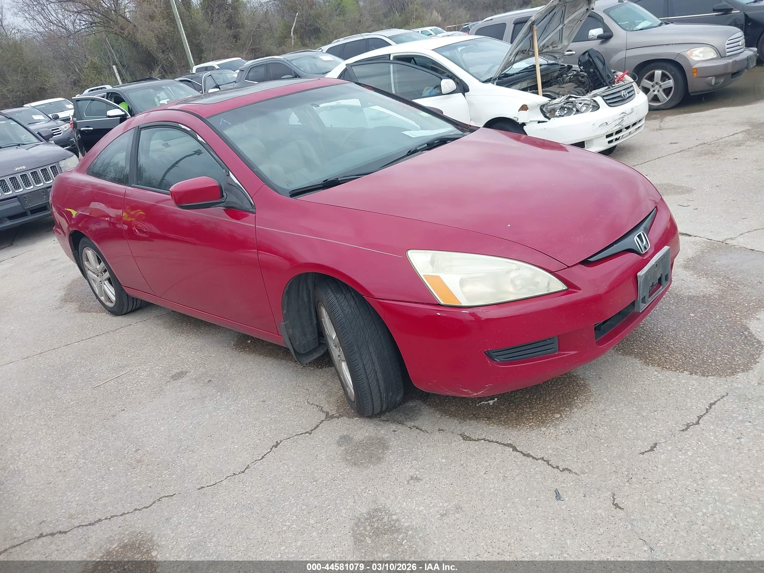 2005 Honda Accord Cpe Ex-l V6 Red vin: 1HGCM82605A012329