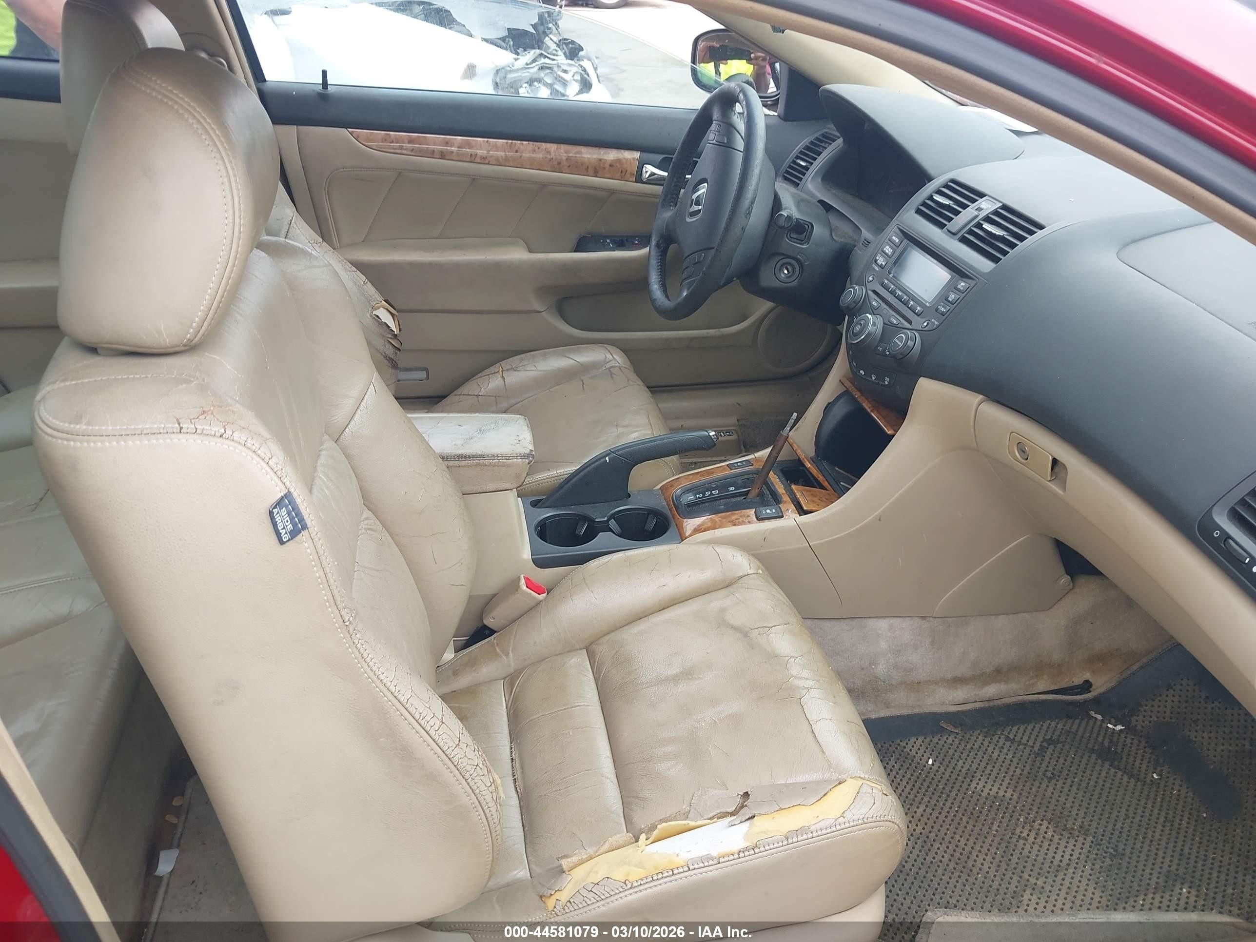 2005 Honda Accord Cpe Ex-l V6 Red vin: 1HGCM82605A012329