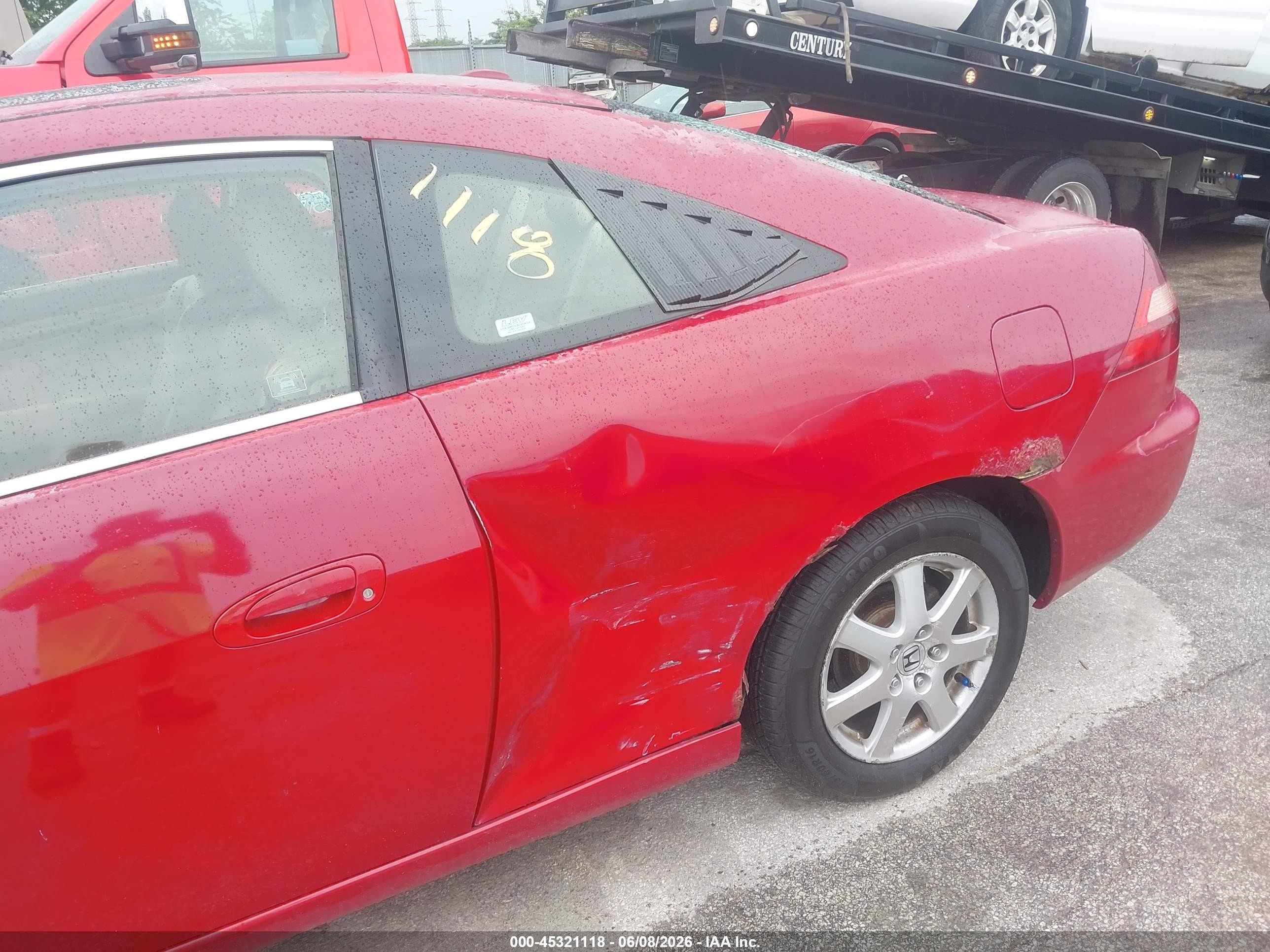 2005 Honda Accord 3.0 Ex Red vin: 1HGCM82605A013609