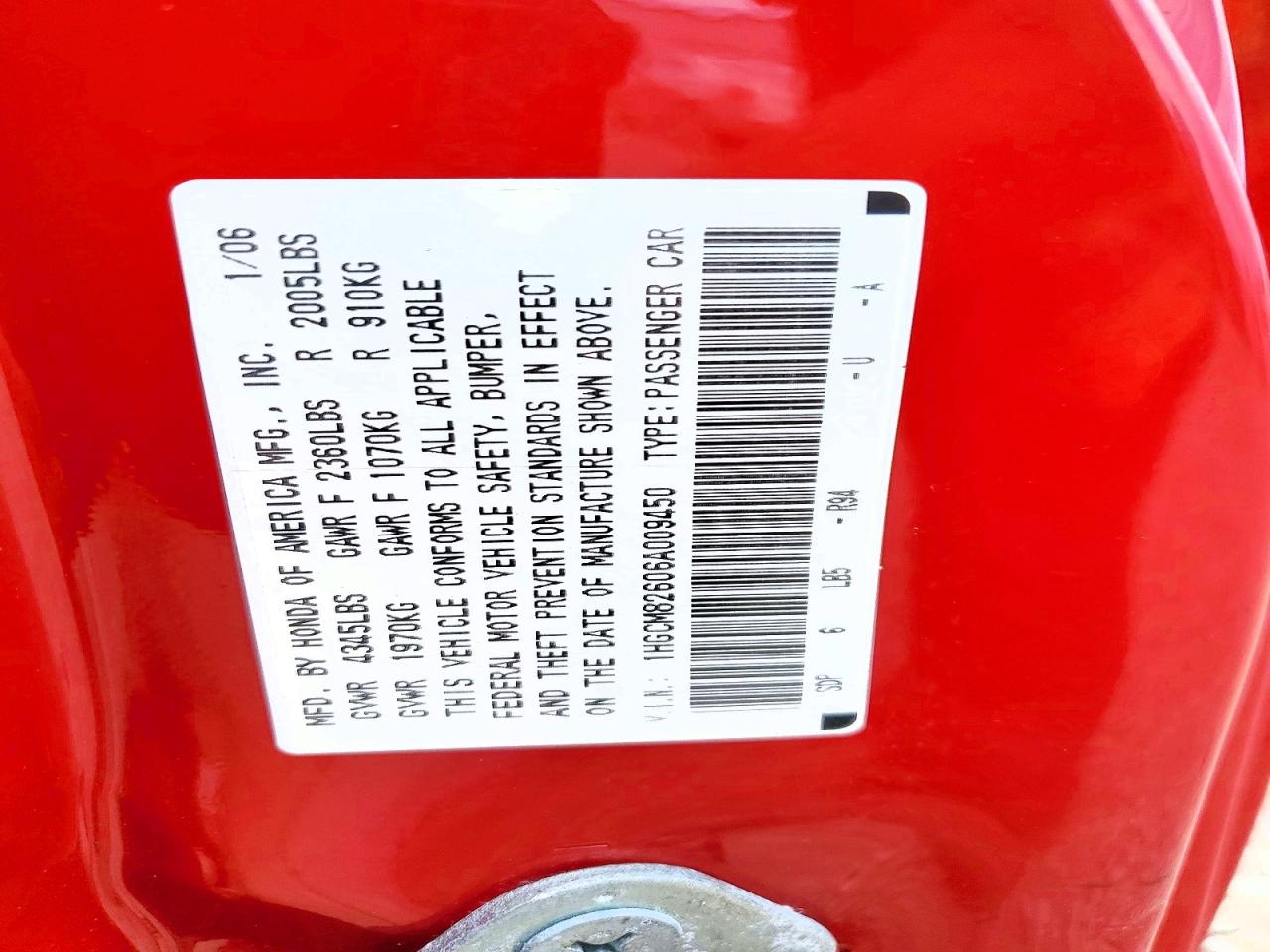 2006 Honda Accord Ex Красный vin: 1HGCM82606A009450