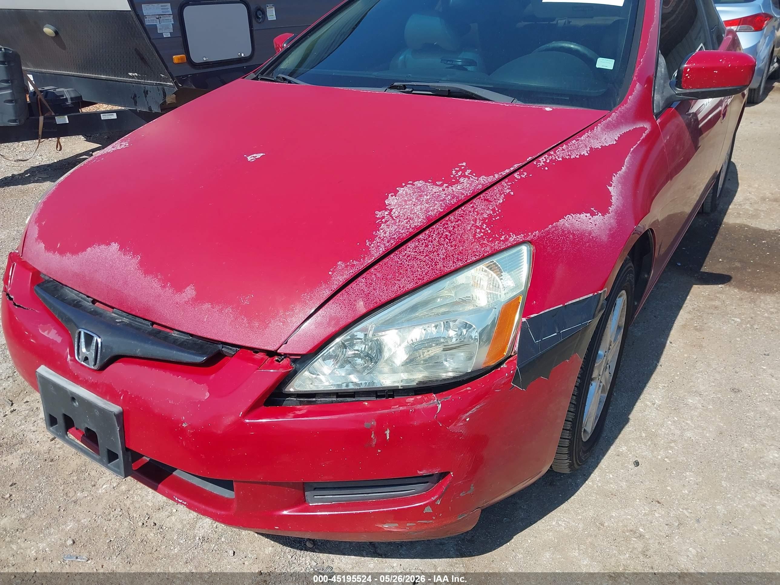 2003 Honda Accord 3.0 Ex Red vin: 1HGCM82613A011770