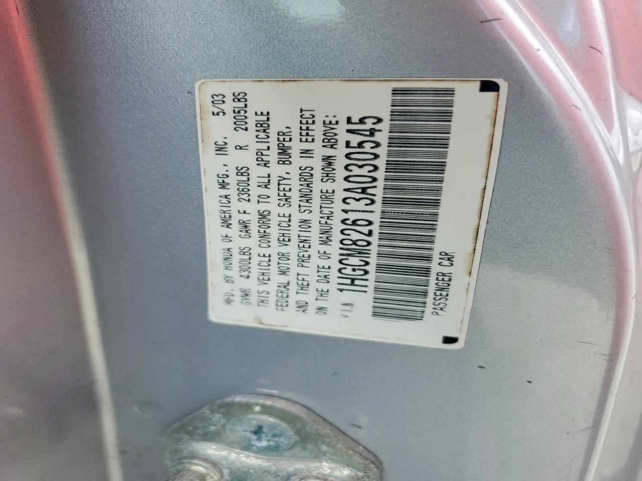 2003 Honda Accord Ex Silver vin: 1HGCM82613A030545