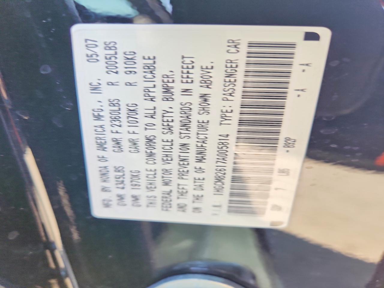 2007 Honda Accord Ex Black vin: 1HGCM82617A005814