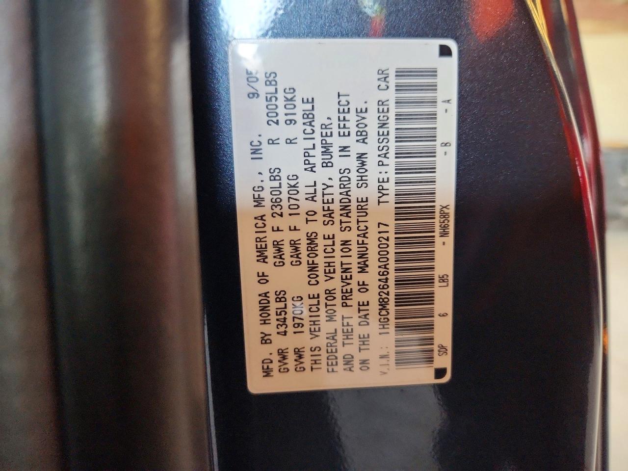 2006 Honda Accord Ex Gray vin: 1HGCM82646A000217