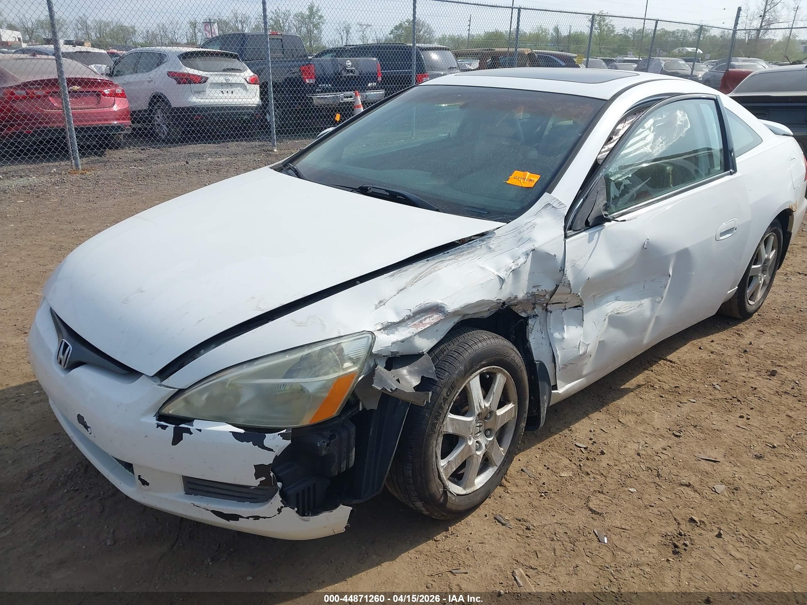 2005 Honda Accord Cpe Ex-l V6 White vin: 1HGCM82675A014336