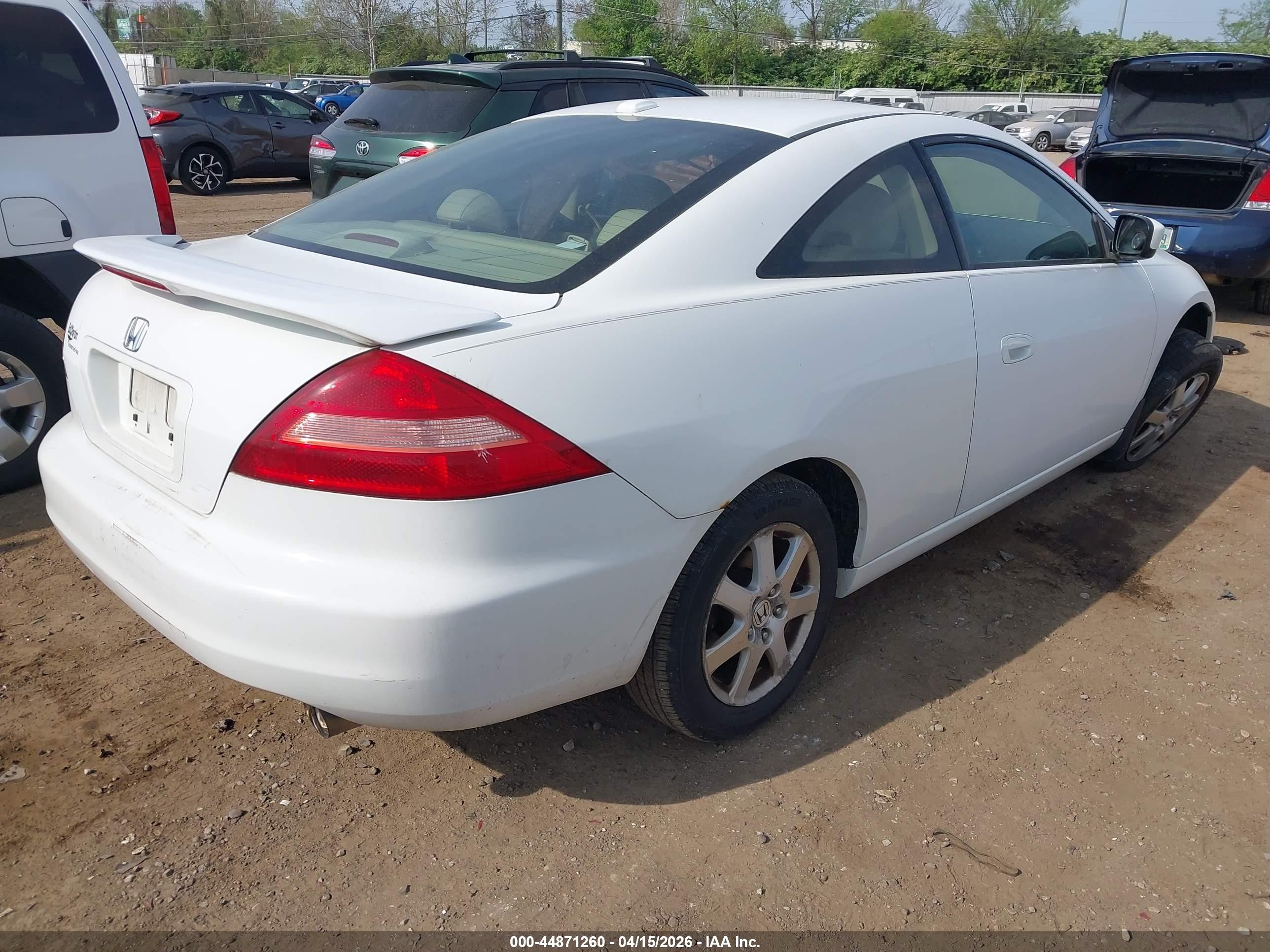 2005 Honda Accord Cpe Ex-l V6 White vin: 1HGCM82675A014336