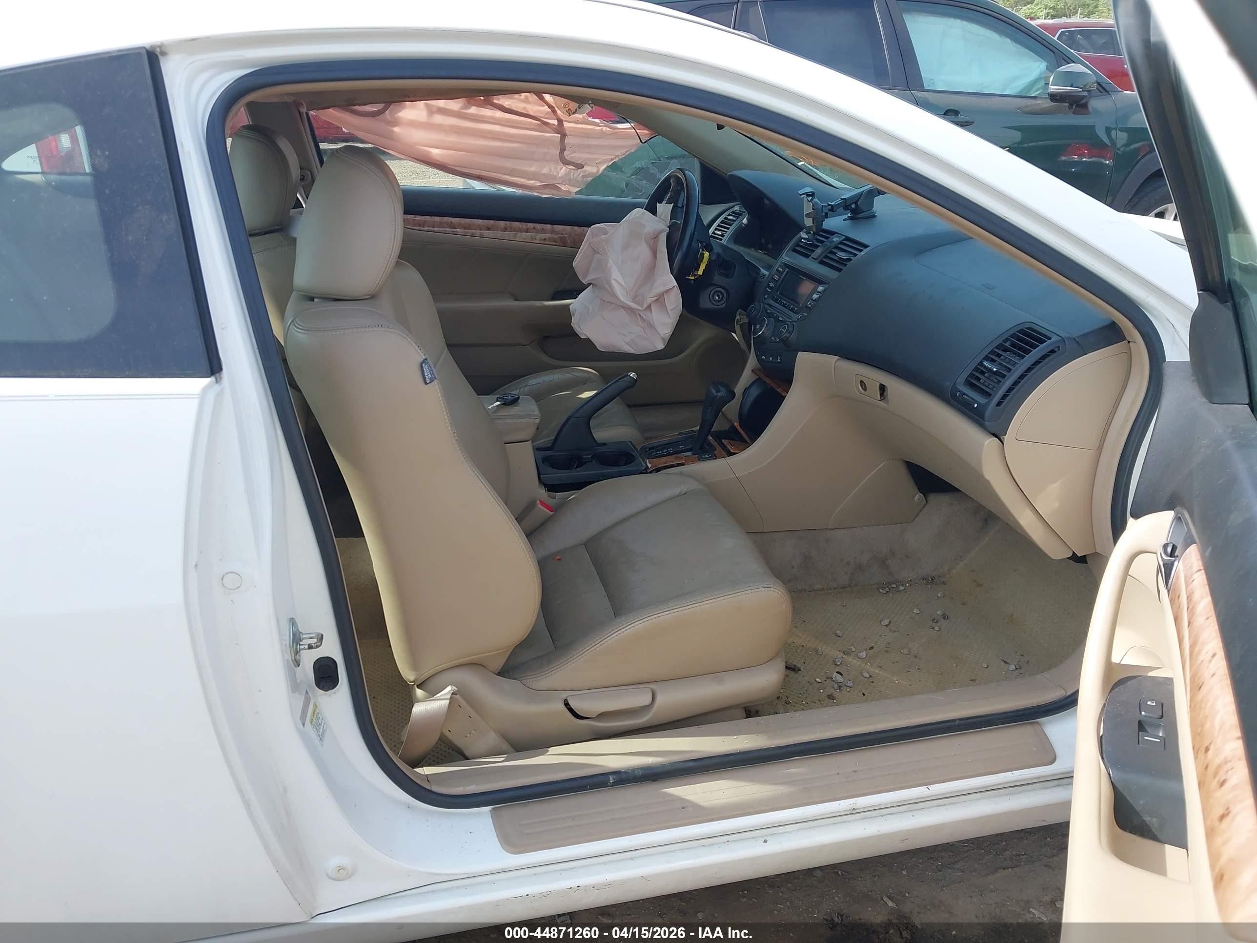 2005 Honda Accord Cpe Ex-l V6 White vin: 1HGCM82675A014336