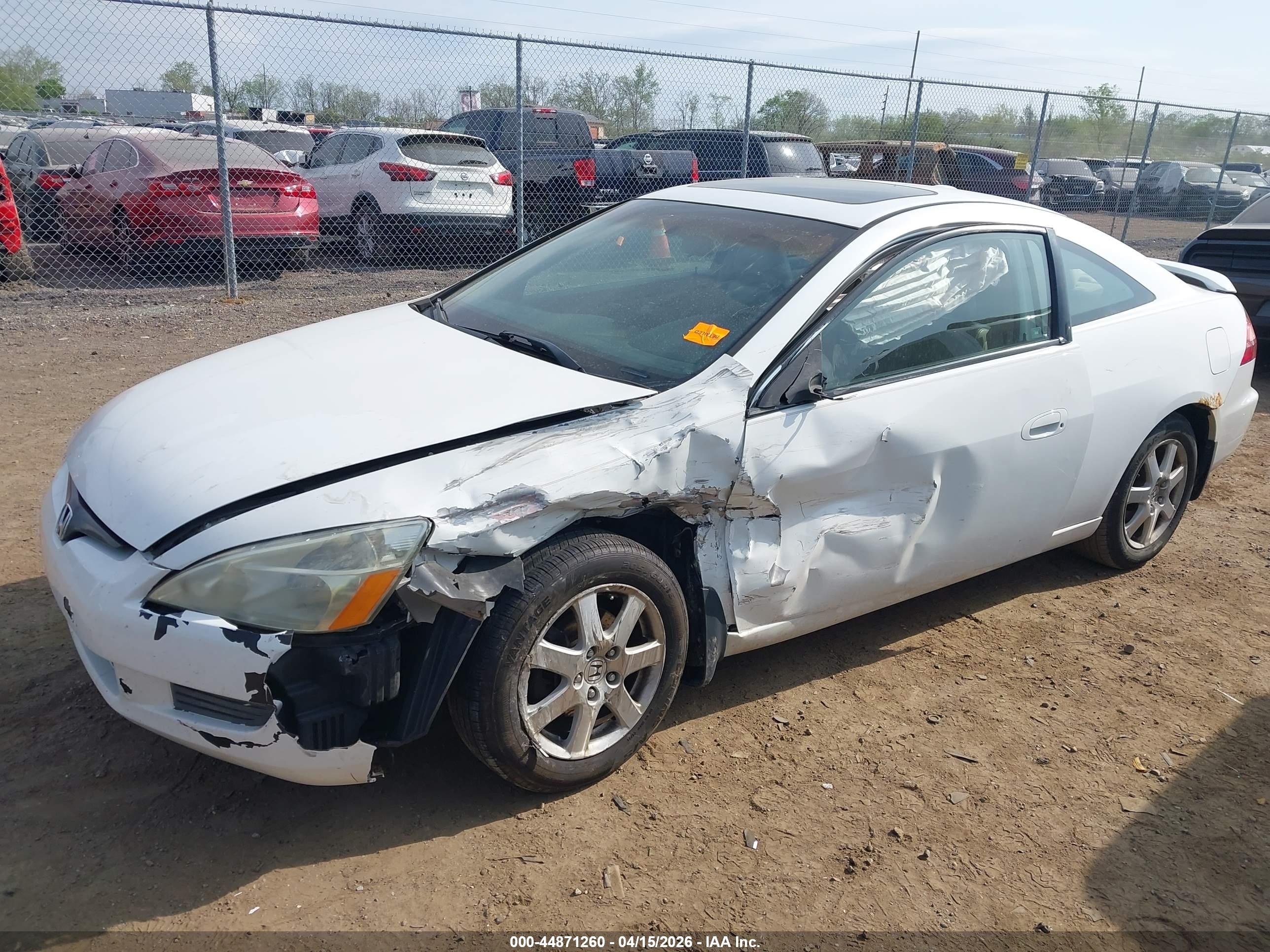 2005 Honda Accord Cpe Ex-l V6 White vin: 1HGCM82675A014336