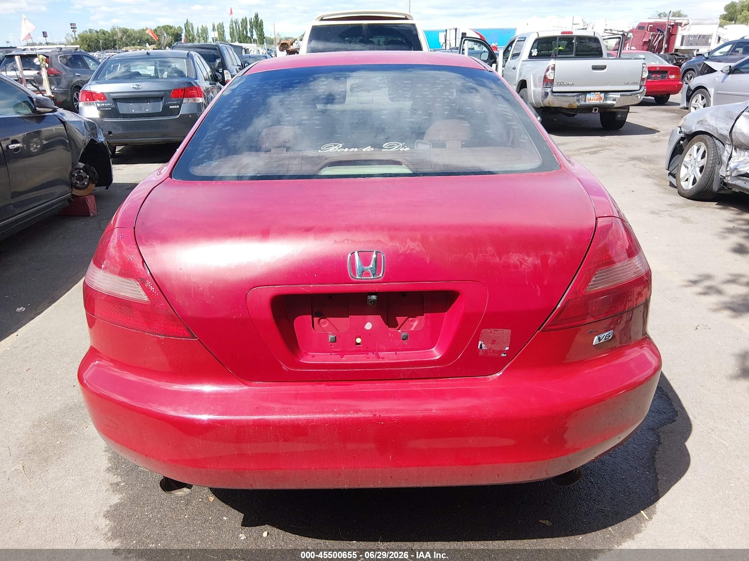 2003 Honda Accord 3.0 Ex Red vin: 1HGCM82683A023379