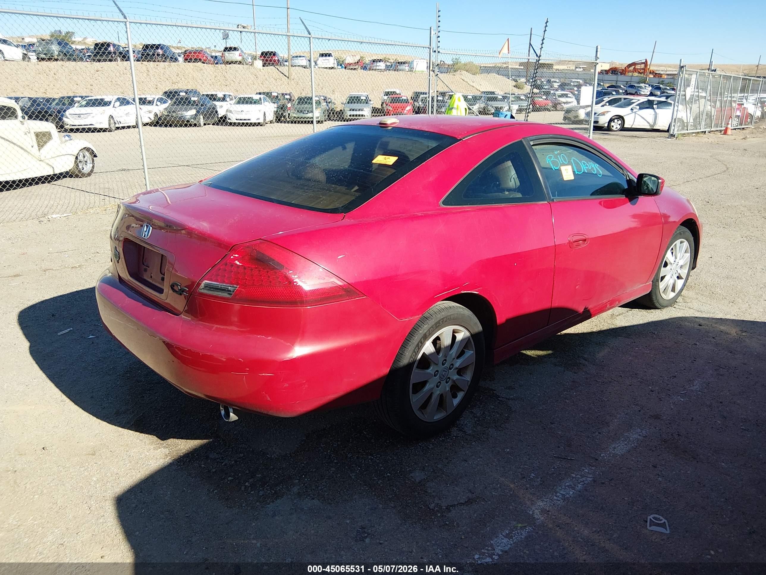 2006 Honda Accord 3.0 Ex Red vin: 1HGCM82686A012998