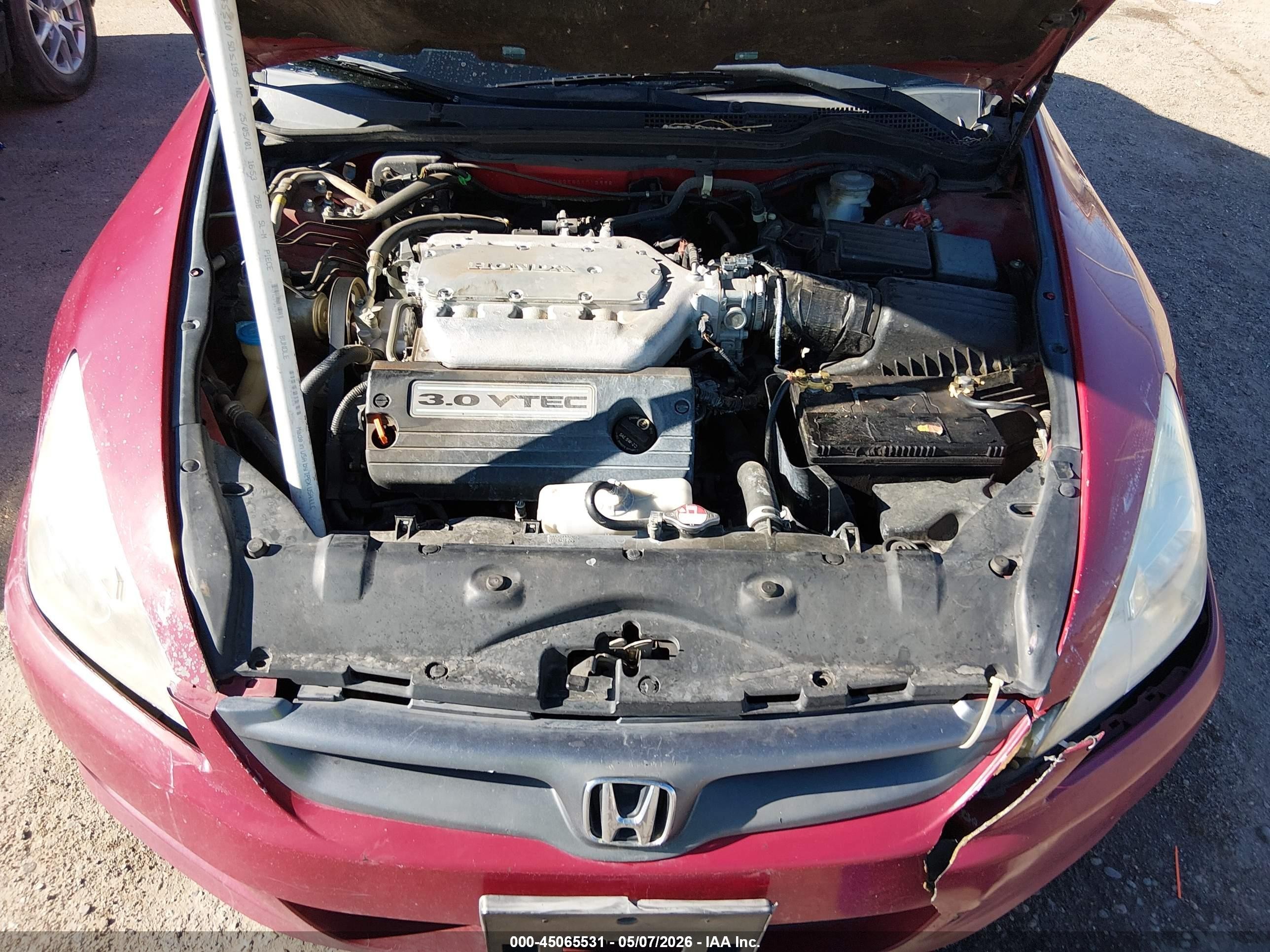 2006 Honda Accord 3.0 Ex Red vin: 1HGCM82686A012998