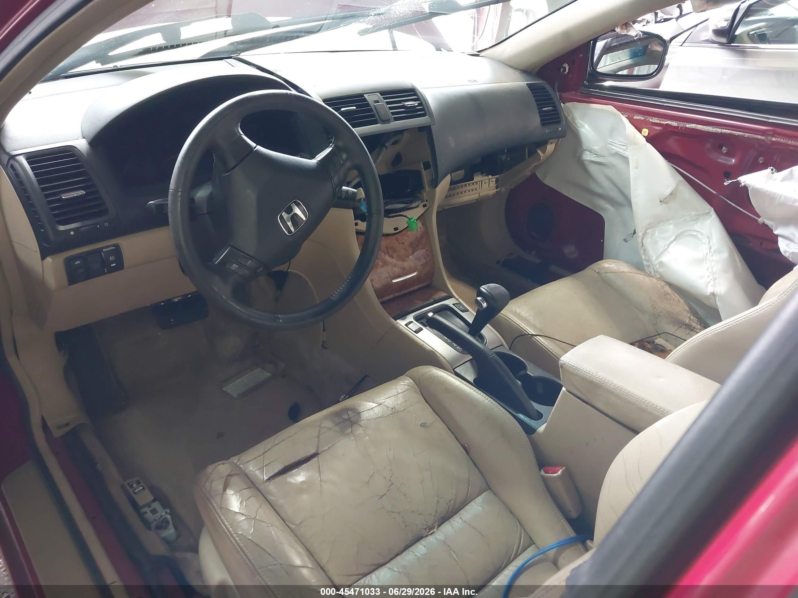 2004 Honda Accord 3.0 Ex Red vin: 1HGCM82694A002218