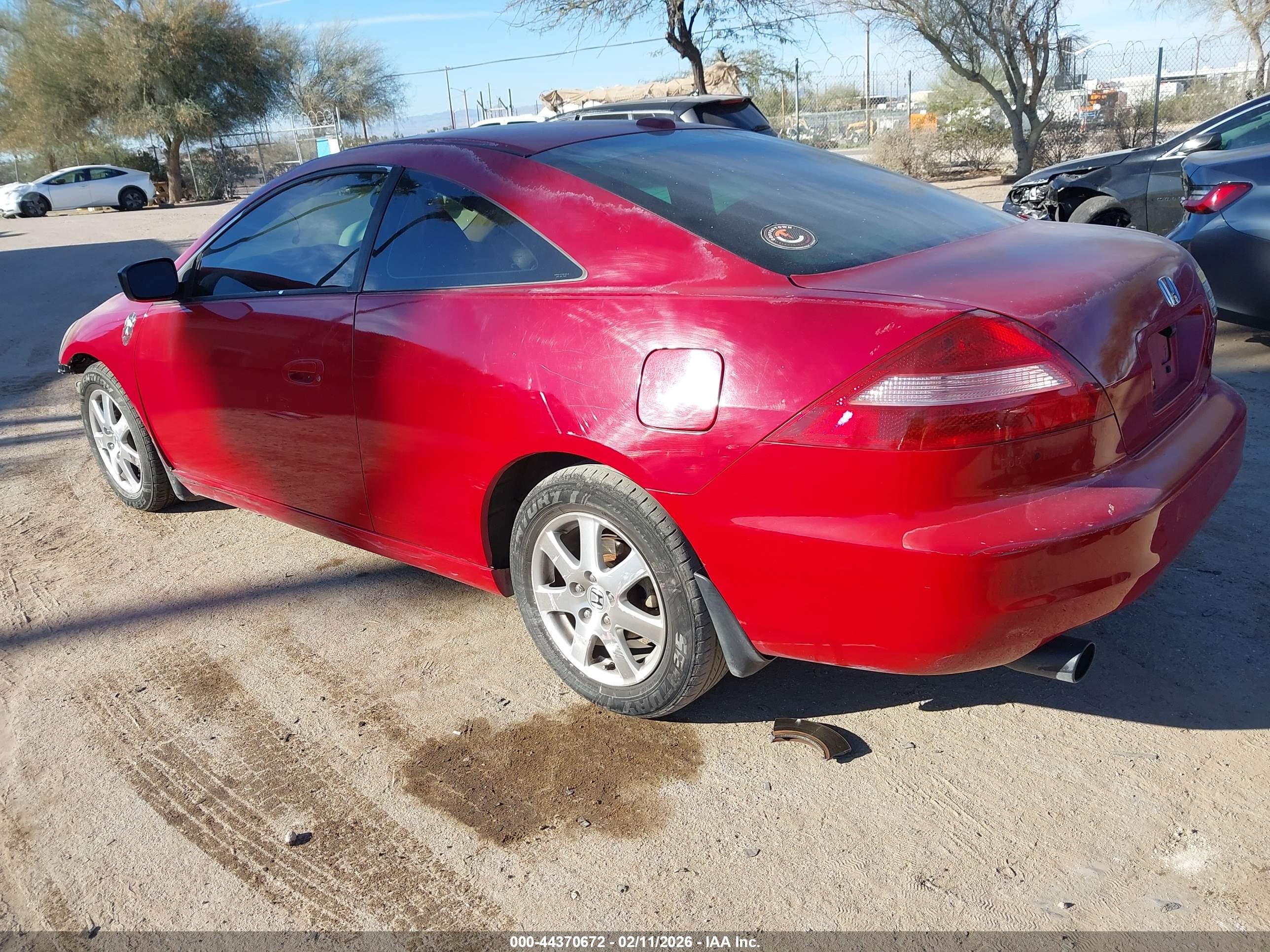 2005 Honda Accord Cpe Ex-l V6 Red vin: 1HGCM82695A013642