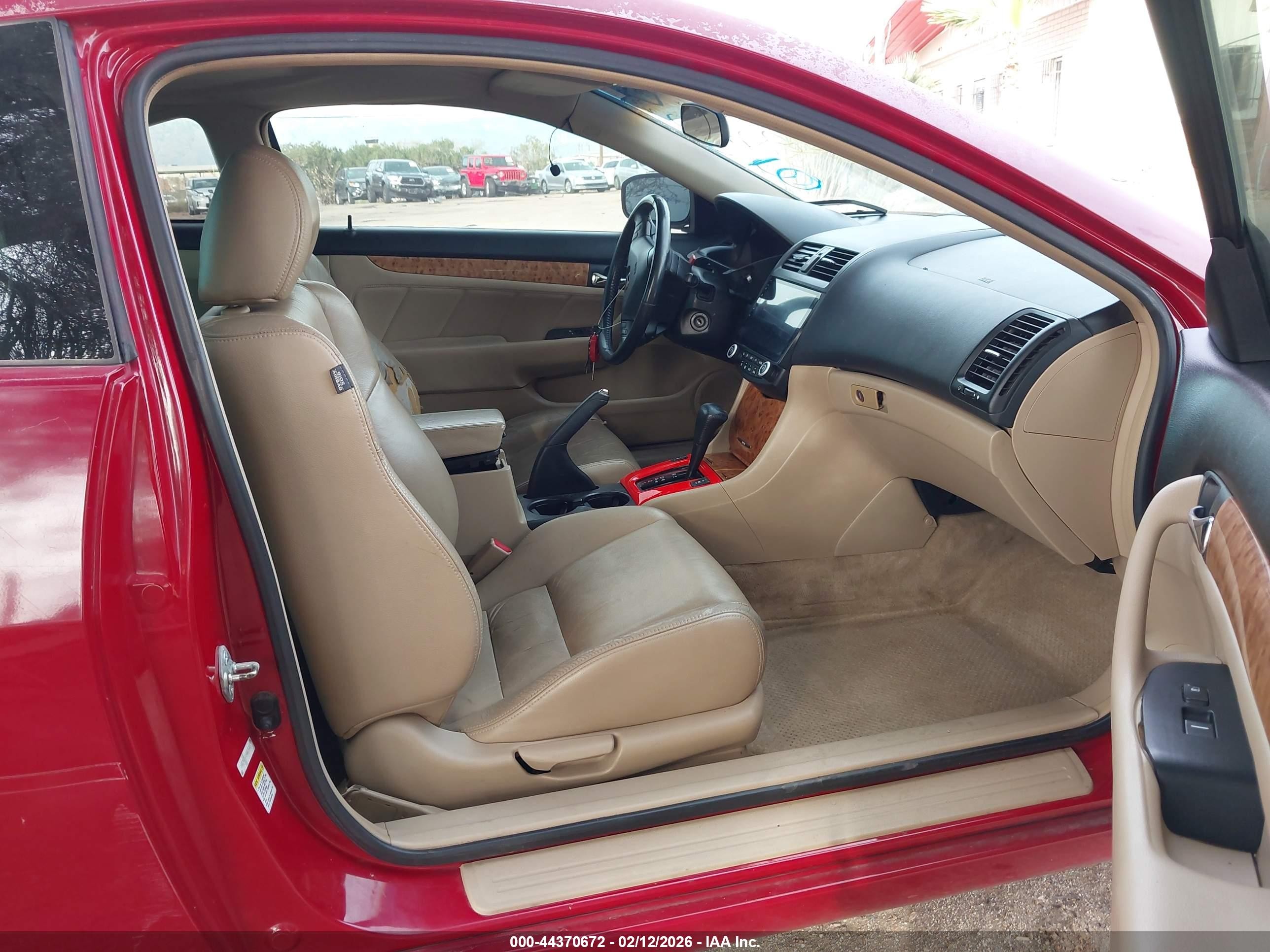 2005 Honda Accord Cpe Ex-l V6 Red vin: 1HGCM82695A013642